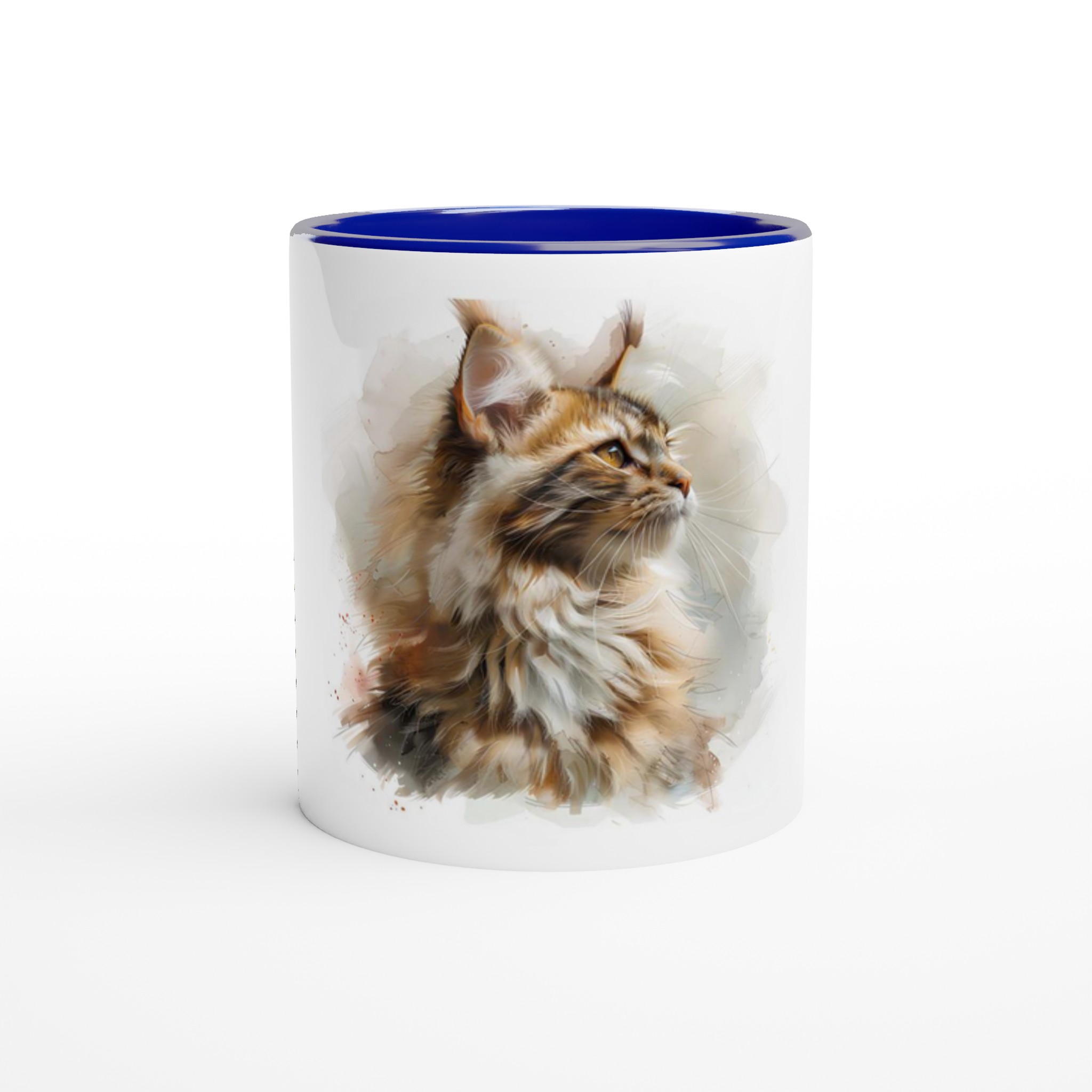 Konstnärlig Maine Coon Katt Keramisk Mugg - 11oz med färgad insida och handtag i sex djärva nyanser 5 e96fb605-788c-407f-a992-761325acfeee