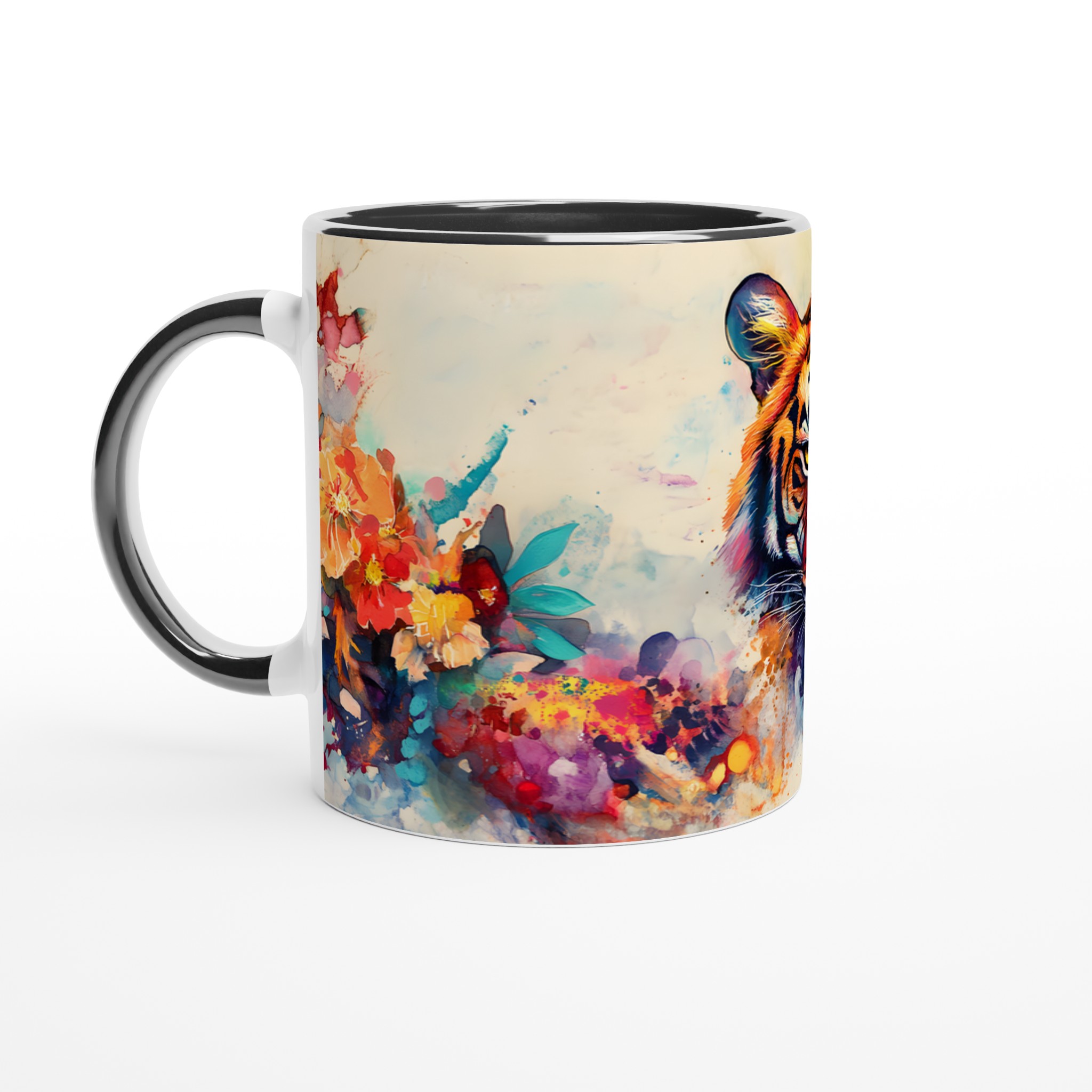 Mångfärgad Akvarell Tiger Keramikmugg - 11oz Konstnärlig Kaffemugg i Ditt Val av Färg 4 e9a4fc96-027b-4e82-ba6a-0c9cde11ff6a