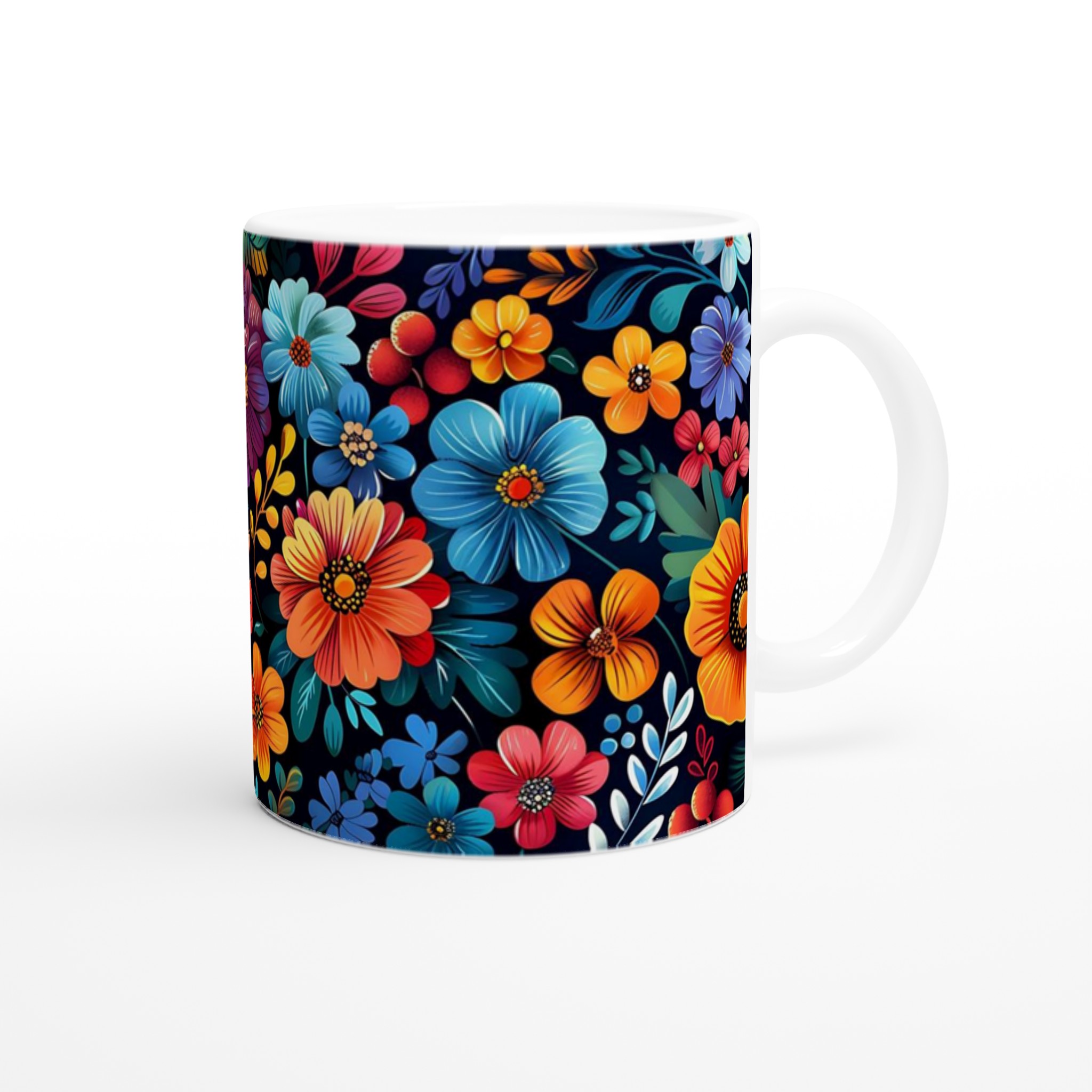 Färgsprakande Blommönster Mugg – 11oz Keramisk Kaffekopp för en Glad Start på Dagen 9 e9fb76bb-0588-4ed1-8dac-a4ca6ca37689