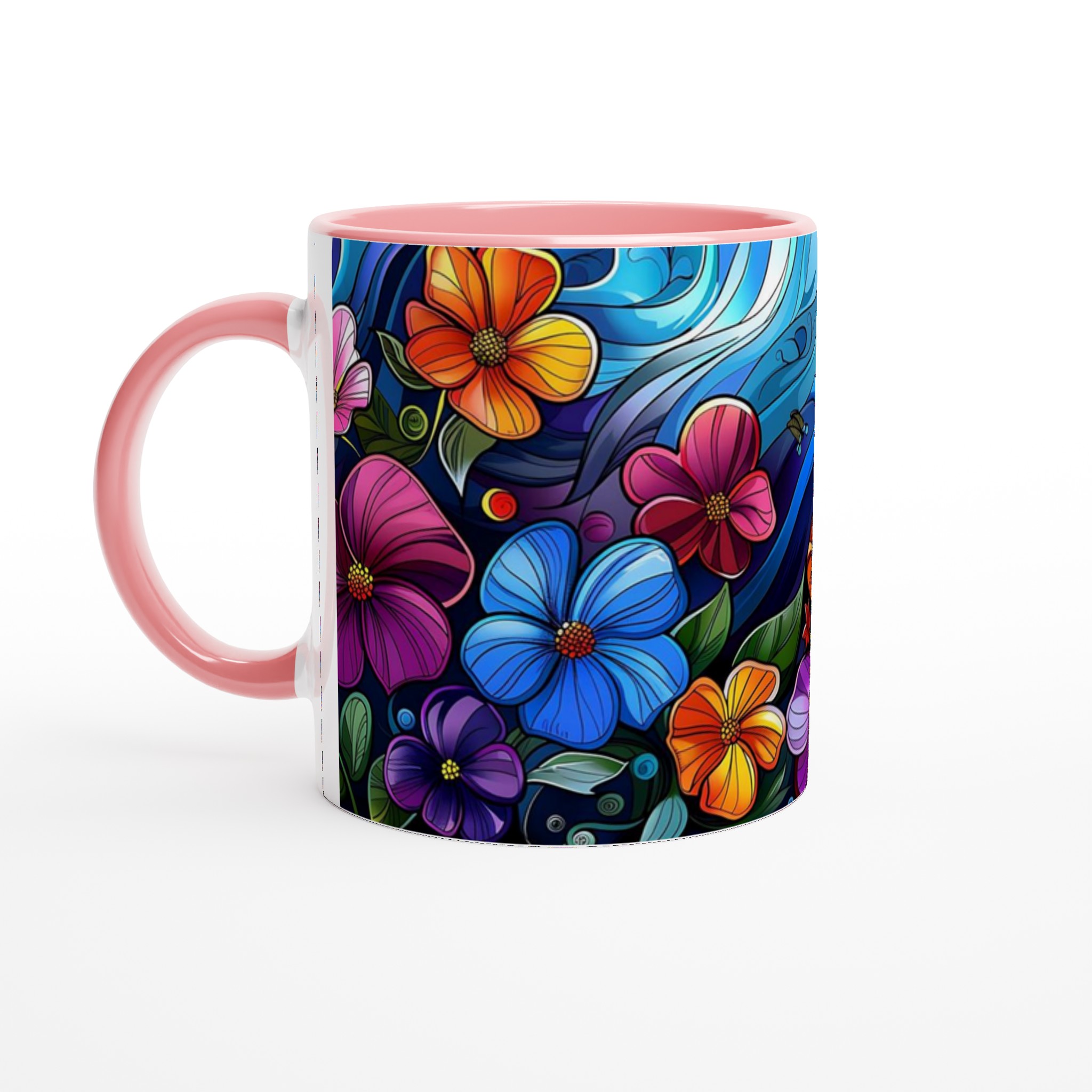 Mångfärgad Floral 11oz Keramikmugg - Lyxigt Tryck med Dina Valbara Färger! 6 ea61906d-489e-469b-ba9e-d696d548faf9