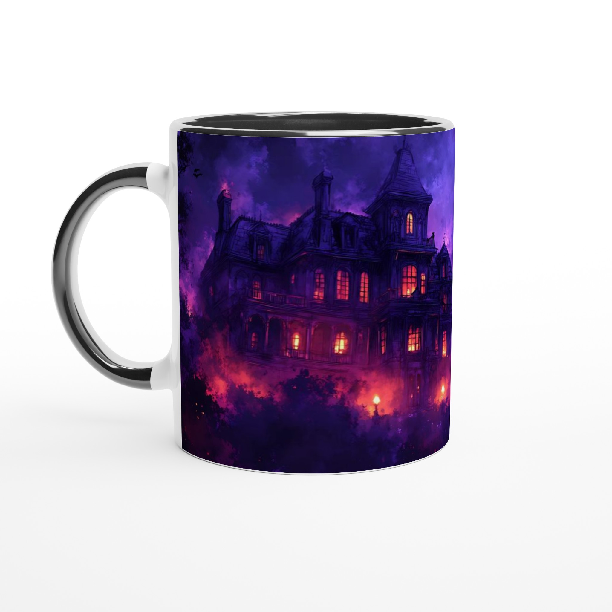 Vit 11oz keramisk mugg med mystisk gothisk slottsillustration – välj bland sju färgsprakande keramiknyanser 4 ea6ac566-e95a-4515-b0dc-ccb4c478d302