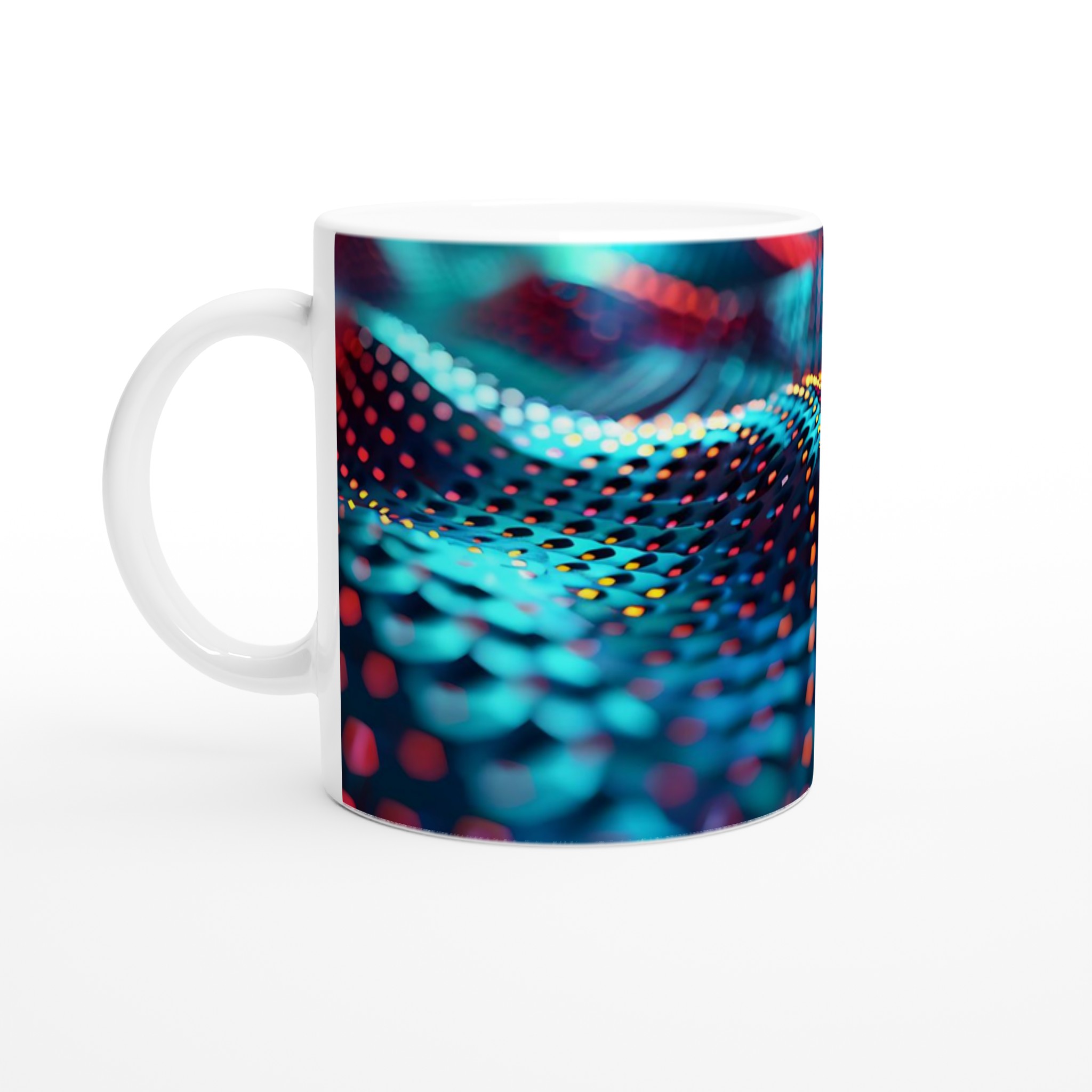 Abstrakt Neonvågor Keramikmugg – Lysande Mönster i Blått och Orange, 11oz 1 ead4ff4e-88bf-41cd-a625-099a7b9f7550