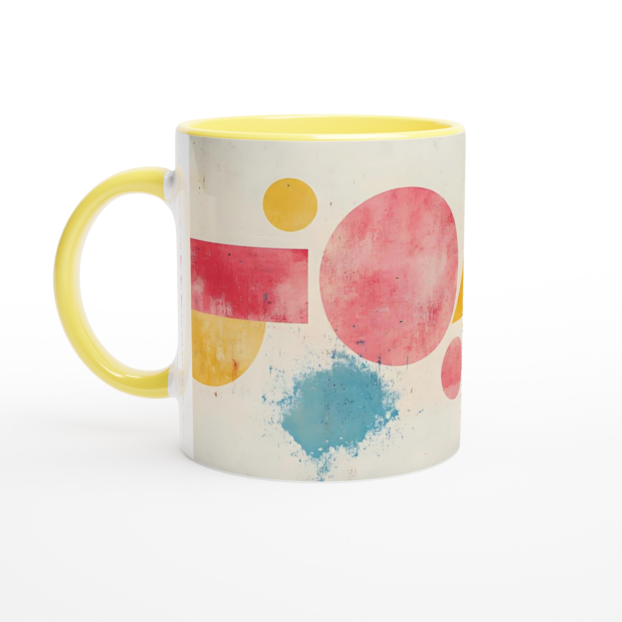 Abstrakt Geometri 11oz Keramikmugg – Konstnärlig Färgexplosion i Rosa, Blått och Gult 3 eb0a6582-408e-4b5d-bd03-83b7c869aa50