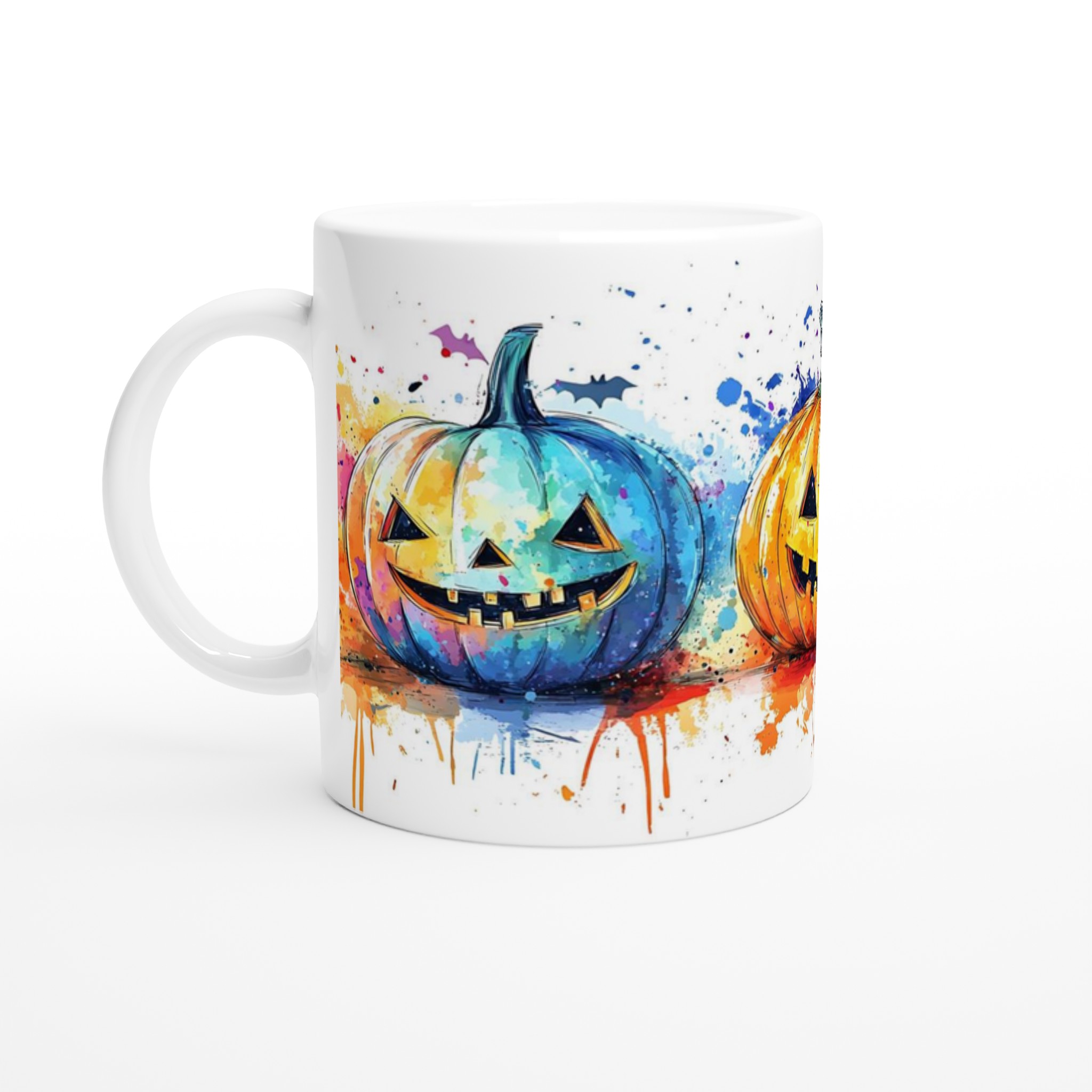 Färgsprakande Halloween-Mugg – Lekfull Jack-o'-Lantern i Akvarellstil, Välj bland 7 Livfulla Färger! 1 eb0e1405-4d14-4836-8e8d-d248979d27b0