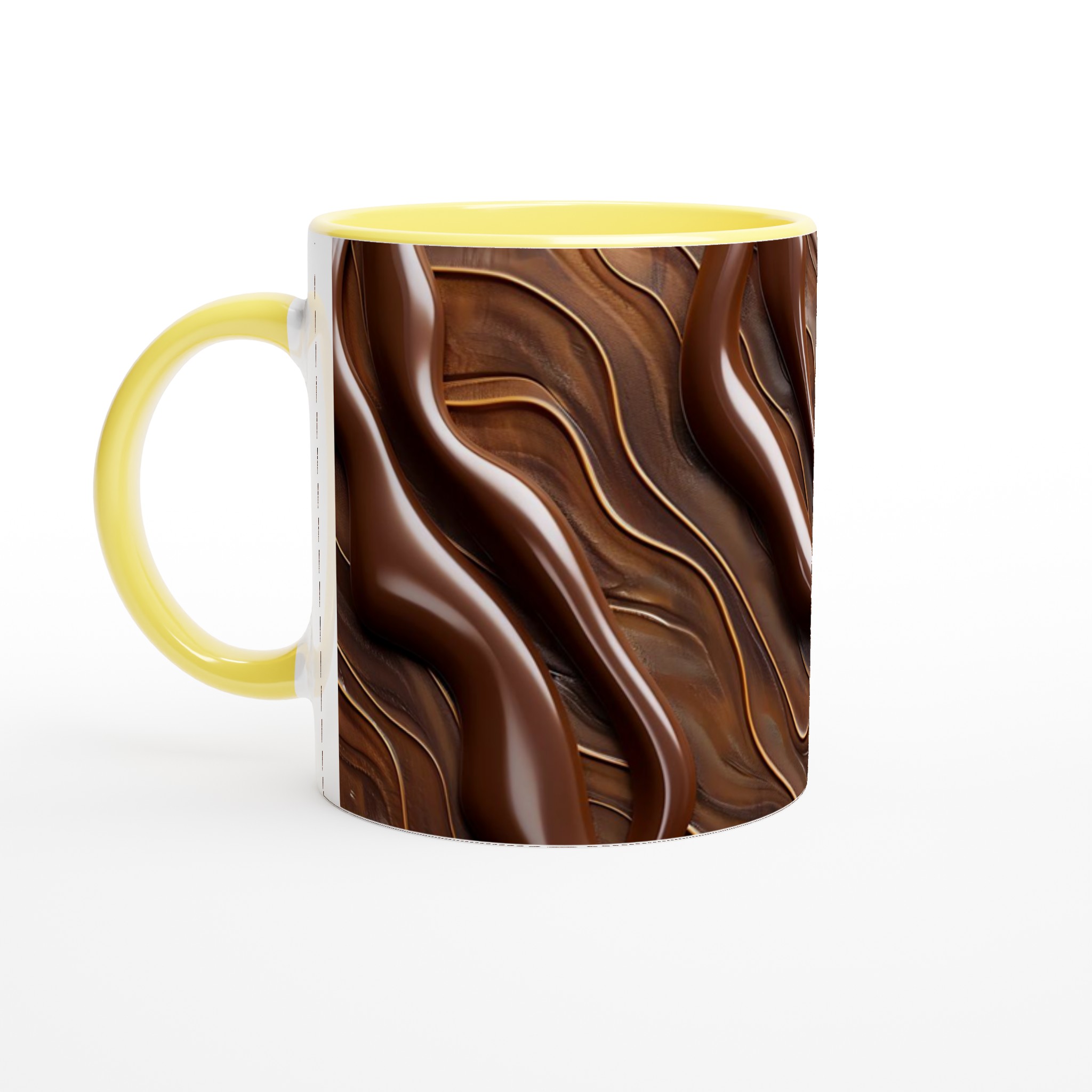 Vit 11oz keramisk mugg med elegant chokladbrunt mönster – välj bland sju stilrena färger 3 eb18710e-54d1-4596-a441-b8c921f4fdb5