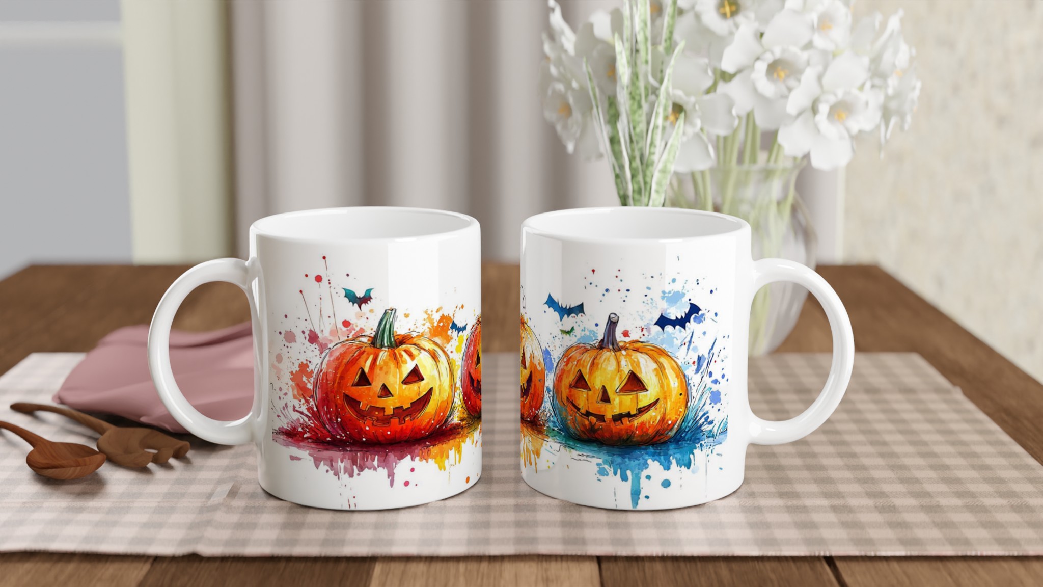 Hallå där, Pumpa! Akvarell-inspirerad 11 oz keramisk mugg – Välj din färg! 10 eb1c797d-7761-4176-a12a-3ae15468ab13
