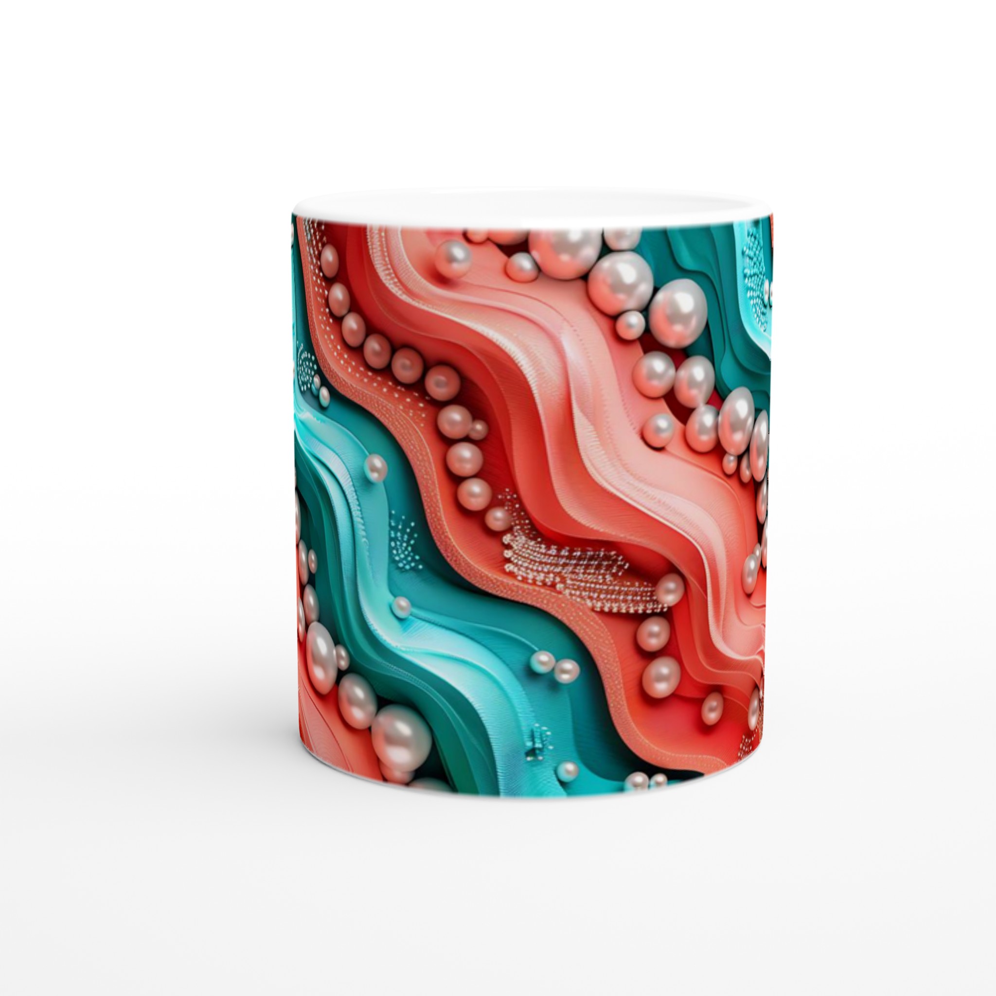 Vit 11oz Keramisk Mugg med Abstrakt Vågmönster i Livfulla Färger – Välj Bland Sju Eleganta Färgalternativ 8 eb246f0c-9f27-45c4-a76e-56bae44dbbd0