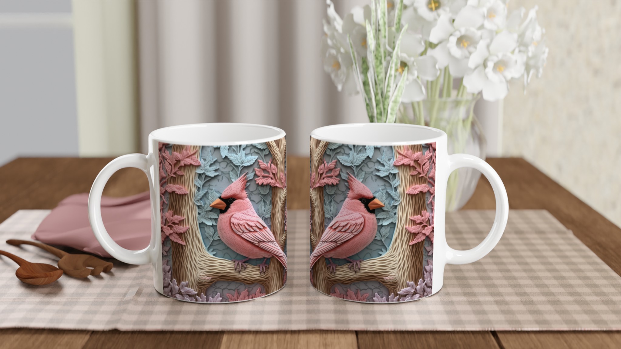 Elegant 11oz Keramisk Mugg med Pastellfågelmotiv – Välj Din Färgblandning 11 eb5c1e00-066f-4c17-806e-2419f4bf4778