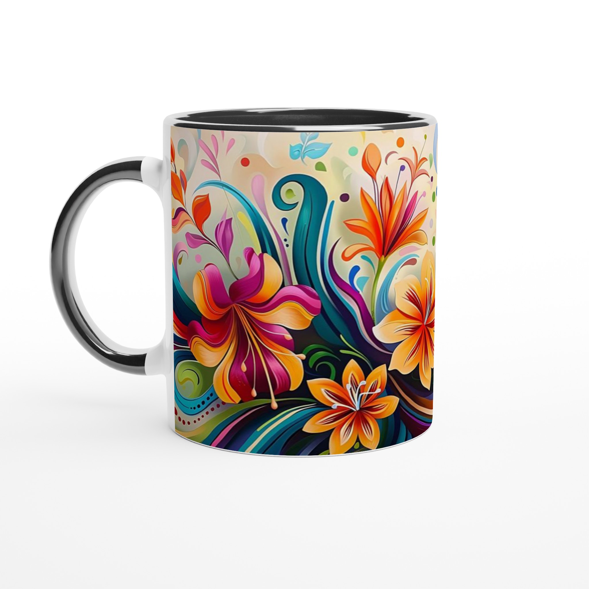 Konstfull Blomster Dans – 11oz Keramikmugg i Valfri Färg – Perfekt för Konstälskare 4 eb5f0489-d806-4dfe-8737-750c5aded131