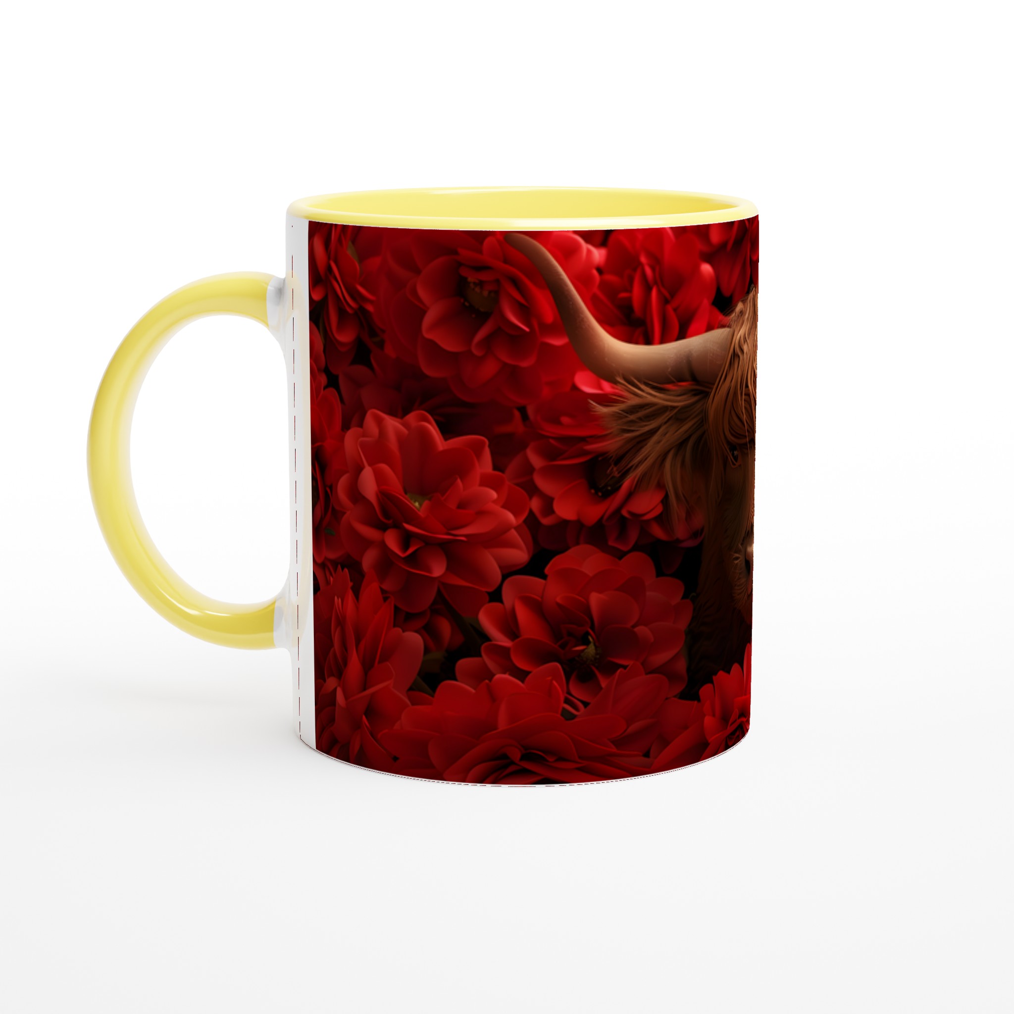 Red Blossom Highland Bull Keramikmugg – Rustik Charm i 7 Färger 3 eb7179e8-1466-414c-91fd-83361c074223