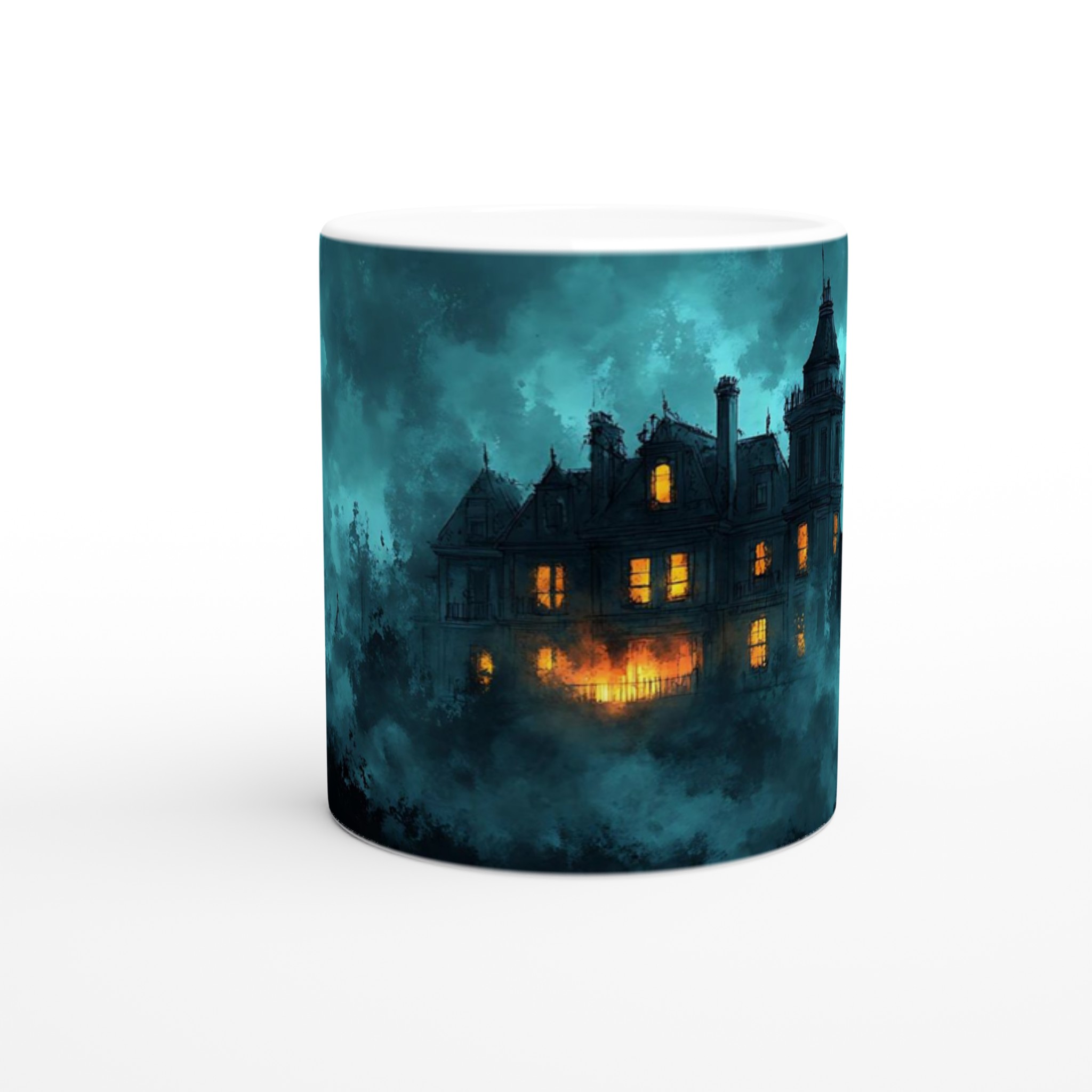 Mystisk Mörk Magi Mugg – Tealblå Spökhusdesign på 11oz Keramikmugg 8 ebc3fed4-dbe9-462f-9f50-248facfb1205