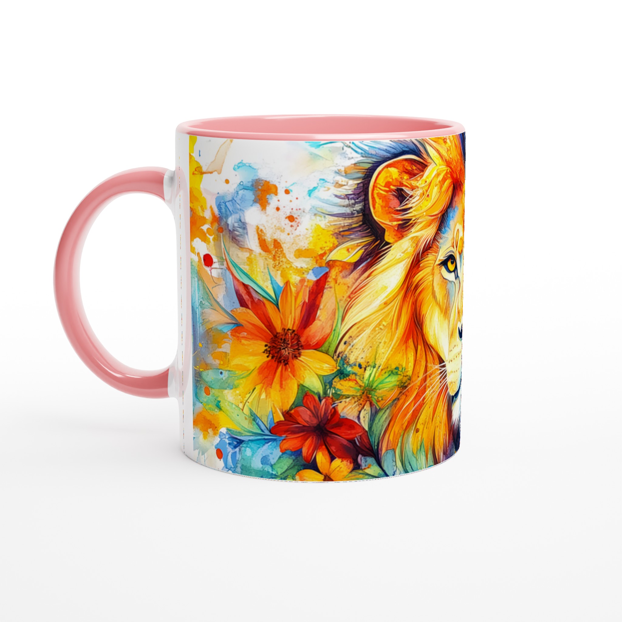 Vit 11oz keramisk mugg med levande lejonmotif i ditt val av sju färgstarka nyanser 6 ebd27c07-9673-461a-a800-934070dd168f