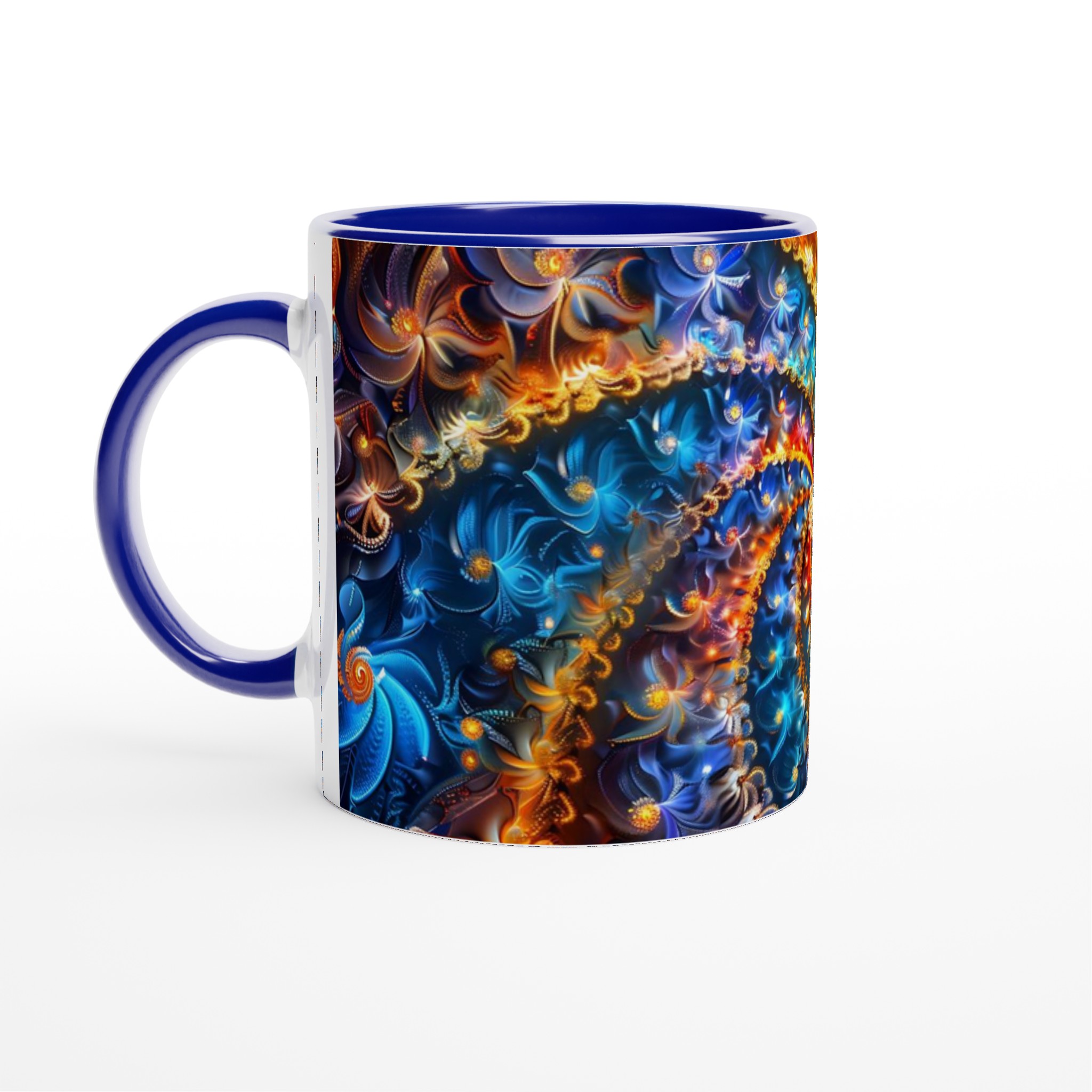 Kosmisk Spiral Mugg – Abstrakt Mönster i Blått och Orange, 11oz Keramik 2 ec23be62-ee06-40ec-8aed-822b18ec2599