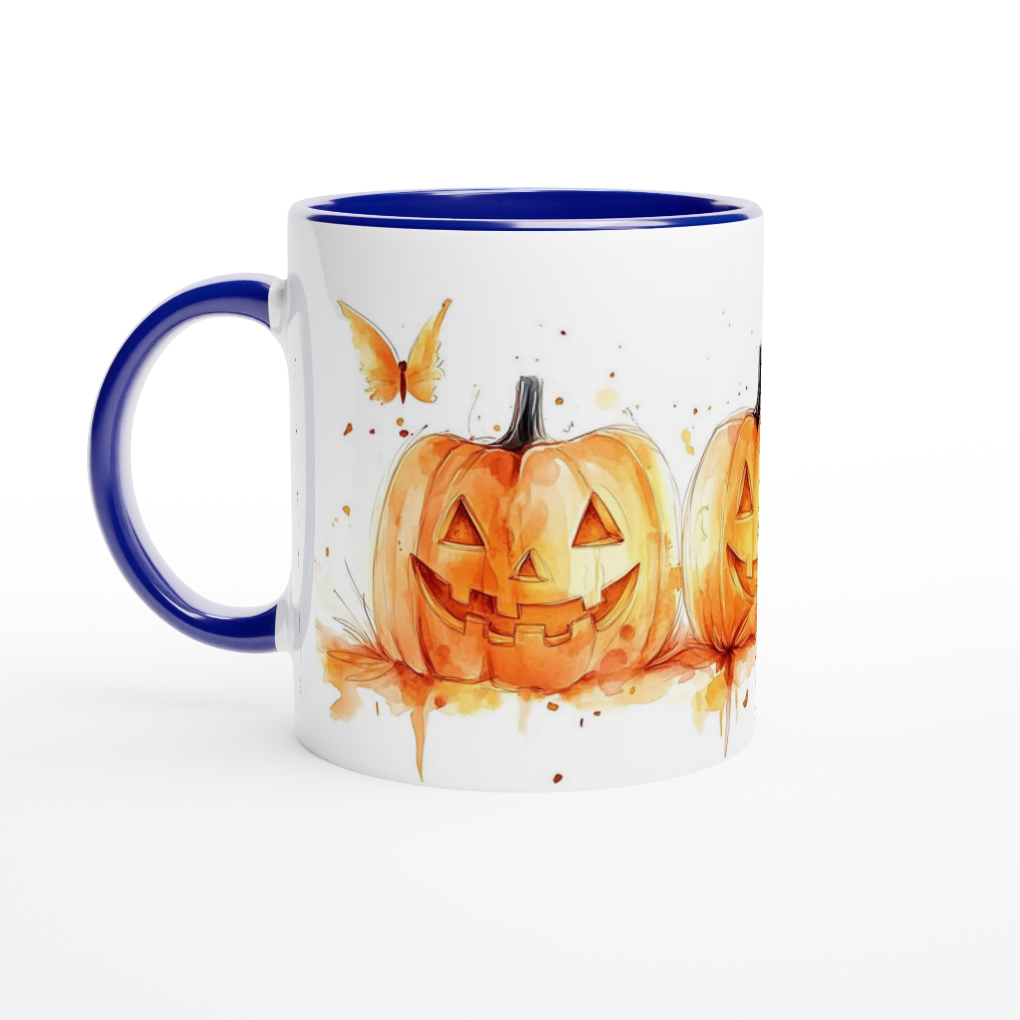 Bus eller Godis! 11oz Keramisk Mugg med Glad Pumpa Akvarell – Välj din färg! 2 ec63c11d-452b-4c21-9777-aa7429296305