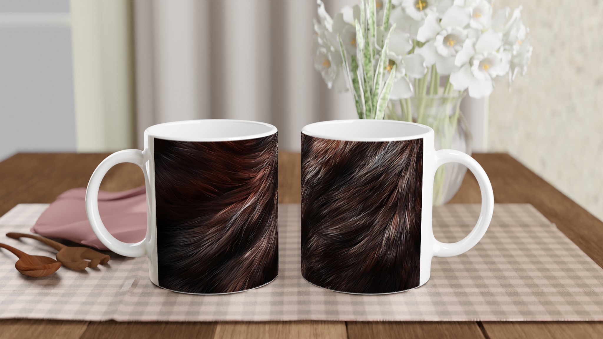 Vit 11oz keramisk mugg med varm, levande pälsdesign i flera färger 10 ec75342b-76b1-49a5-841c-7f1d345a9c38