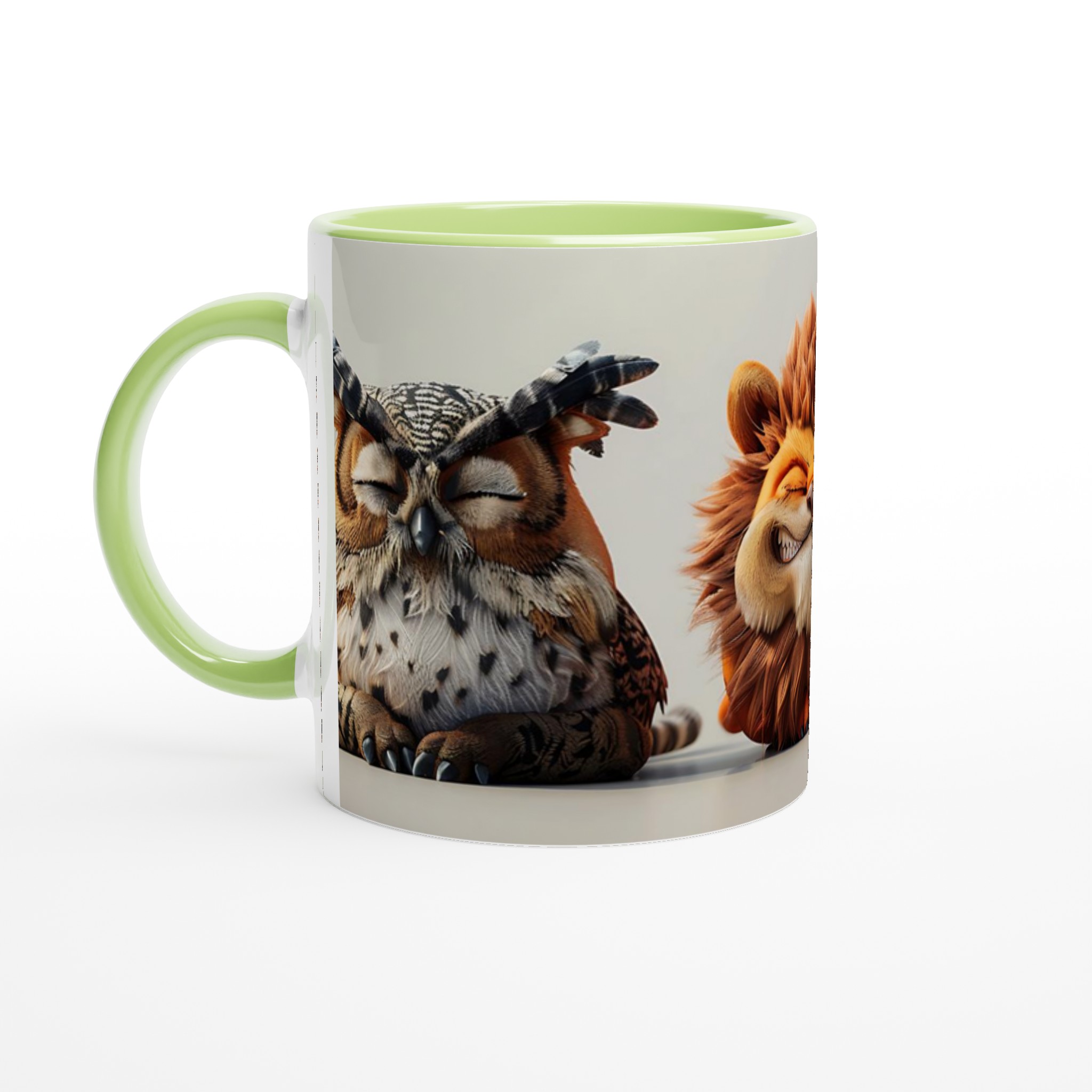 Humoristisk Djurmugg - Söta & Glada Vänner (Uggla, Lejon, Tiger) – 11oz Keramisk Mugg i Valfri Färg 7 ecf864e1-c1c8-4545-aed1-a867465c2fd5