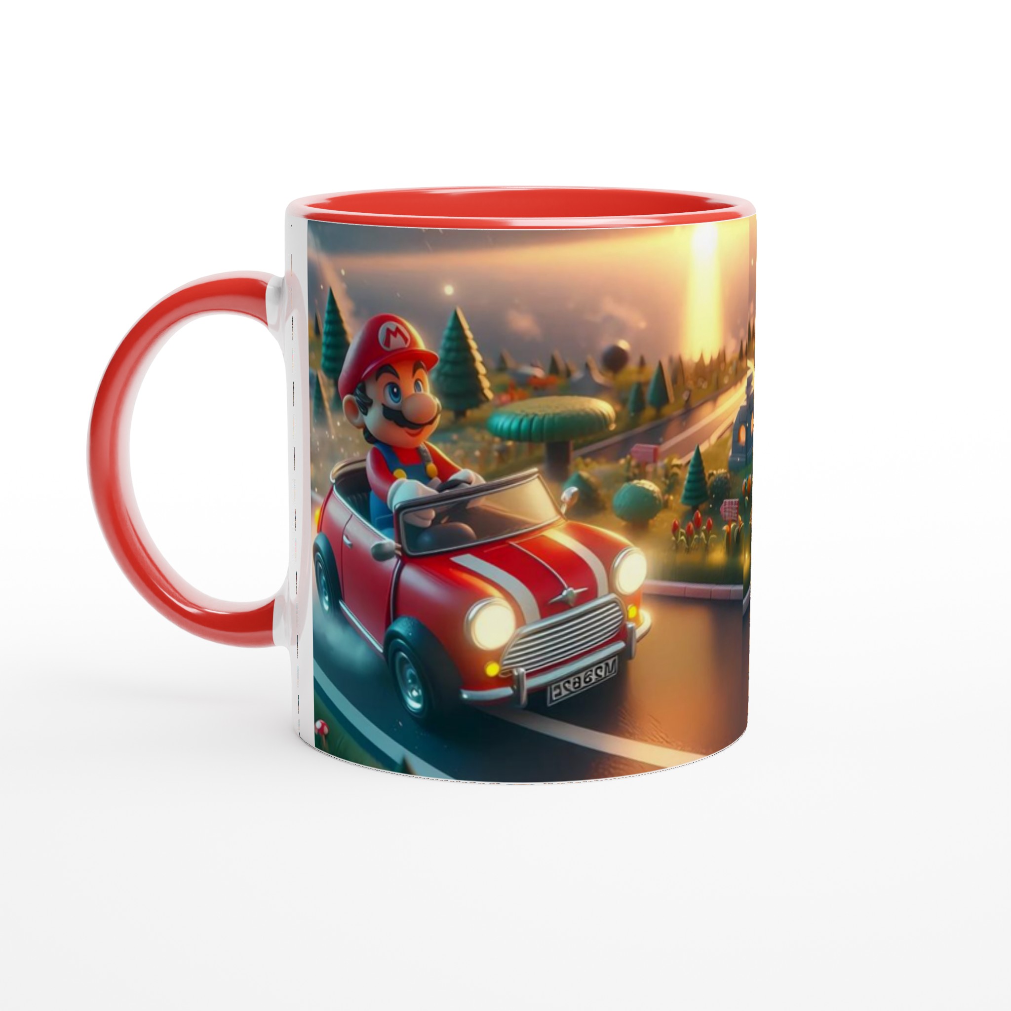 Vit 11oz keramisk mugg med lekfull racerbilsdesign i flera färgstarka nyanser 5 ed042aaf-52cf-4cc8-ad84-ba773af13df8