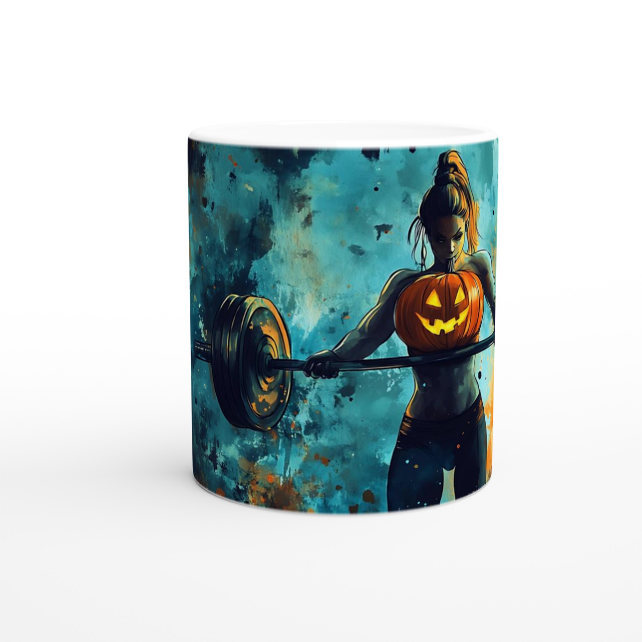 Stark Halloween Gym Mugg - Pumpa-Kraft Keramikmugg för Fitness & Skräckälskare 8 ed194de6-f033-414e-a46e-c0d463af885e