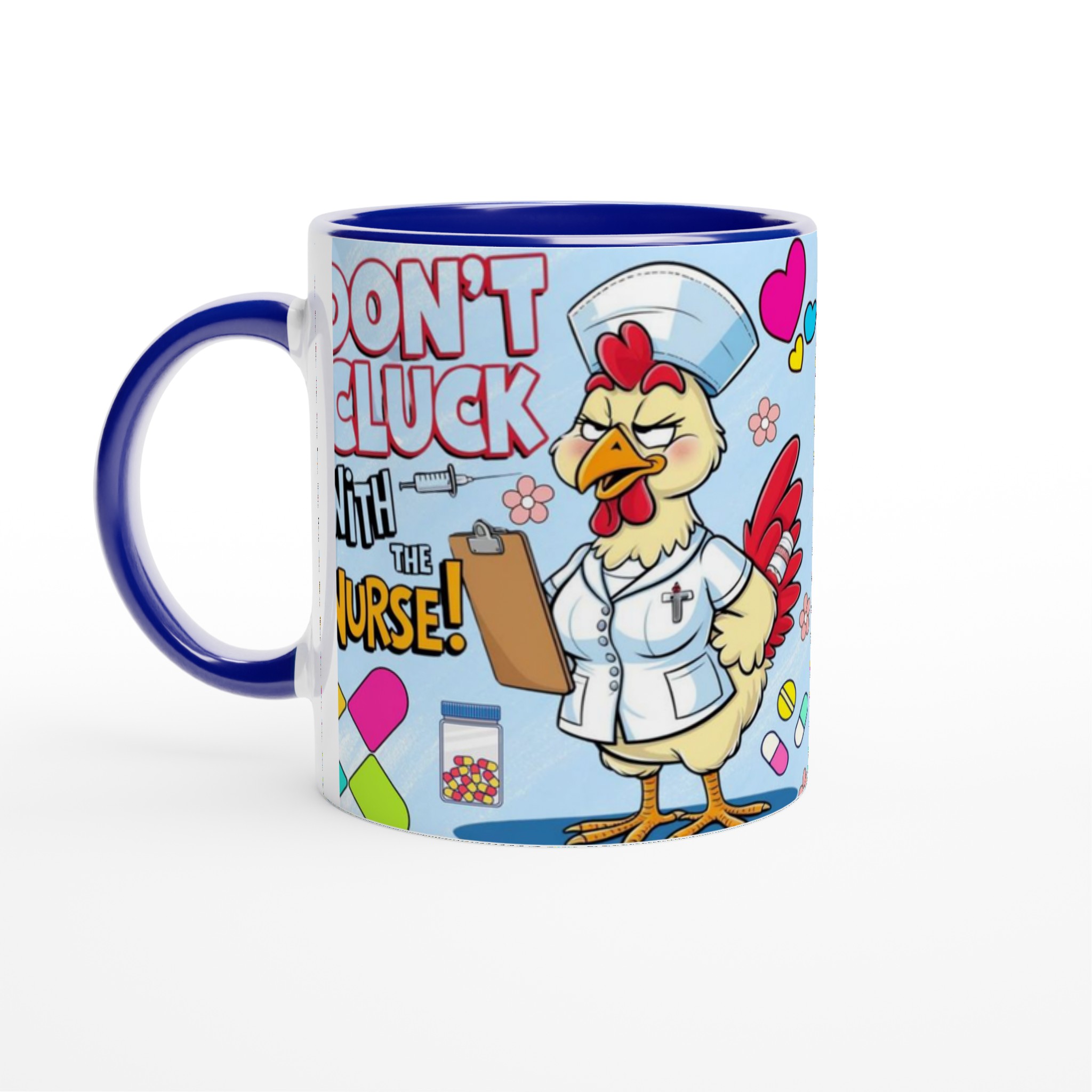 Vit 11oz keramisk mugg med lekfullt sjuksköterske-humor i sju färgstarka nyanser 2 ed2603ce-cf0d-4eca-b438-c8472f1be1c3