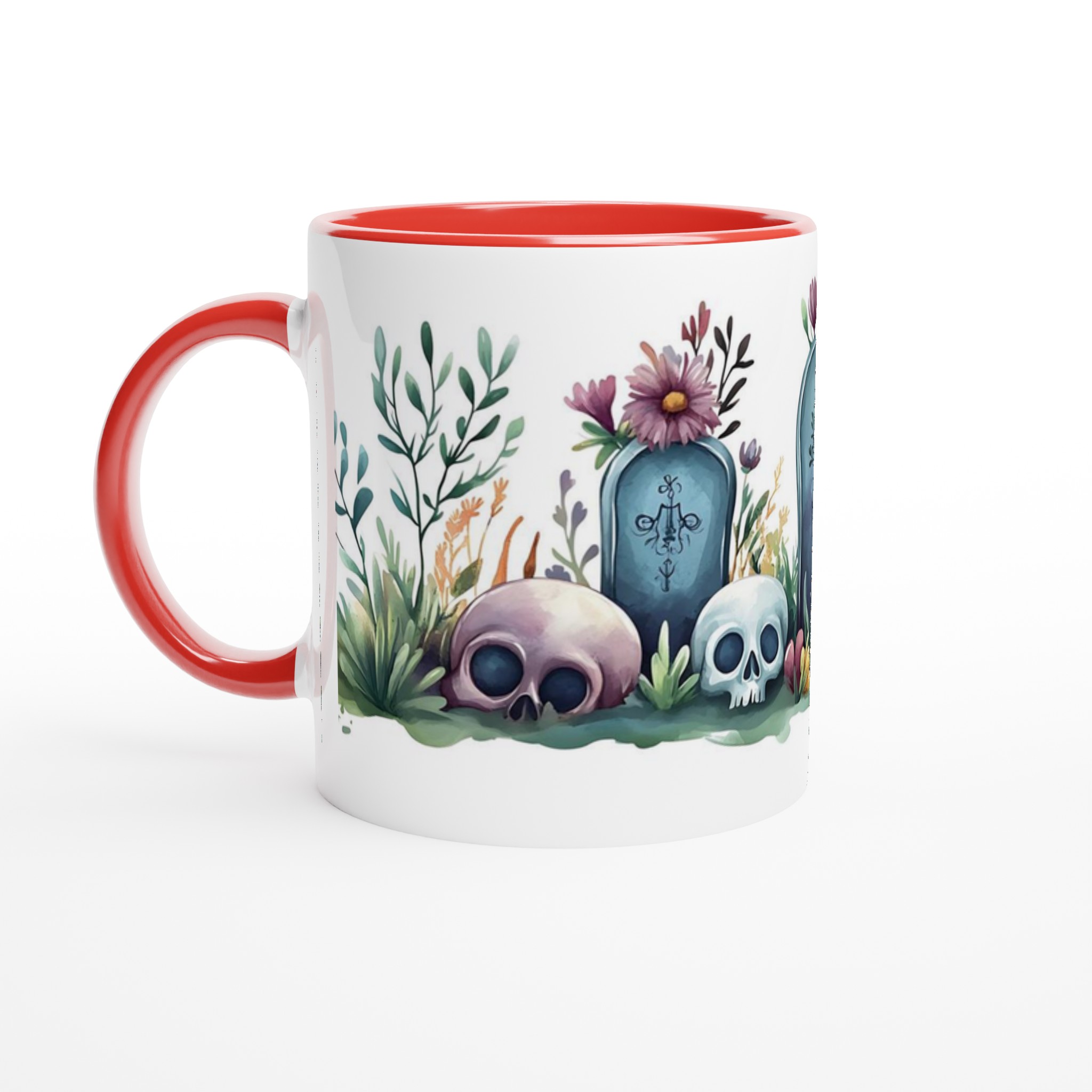 Mystisk Blomsterskalle Mugg - 11oz Keramisk Kaffemugg med Akvarellkonst i Välj din Färg 5 ed34aa33-cfe1-404a-8094-6ca3bd2e3cd2