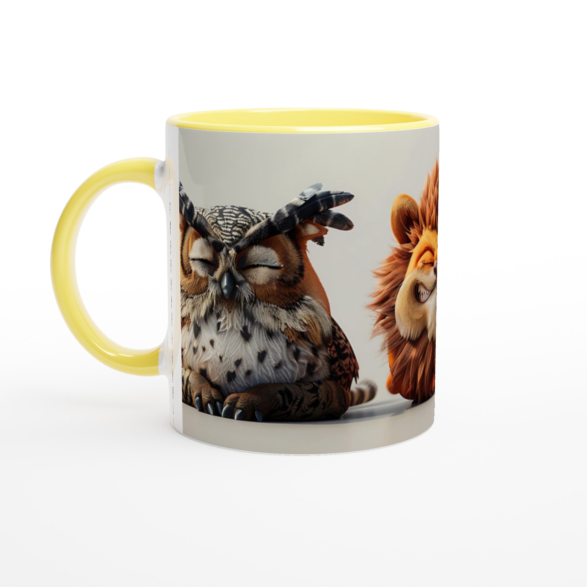 Humoristisk Djurmugg - Söta & Glada Vänner (Uggla, Lejon, Tiger) – 11oz Keramisk Mugg i Valfri Färg 3 ed57c580-885f-491d-b5e8-16c667751a73