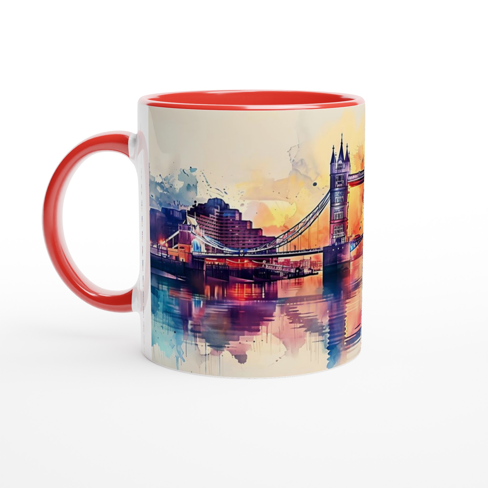 London Bridge Akvarellmugg – Konstnärligt Stadsscapes, 11oz Keramikmugg i ditt val av sju livliga färger 5 ed58ab62-db70-4d83-bcb1-b5a3fb9ce392