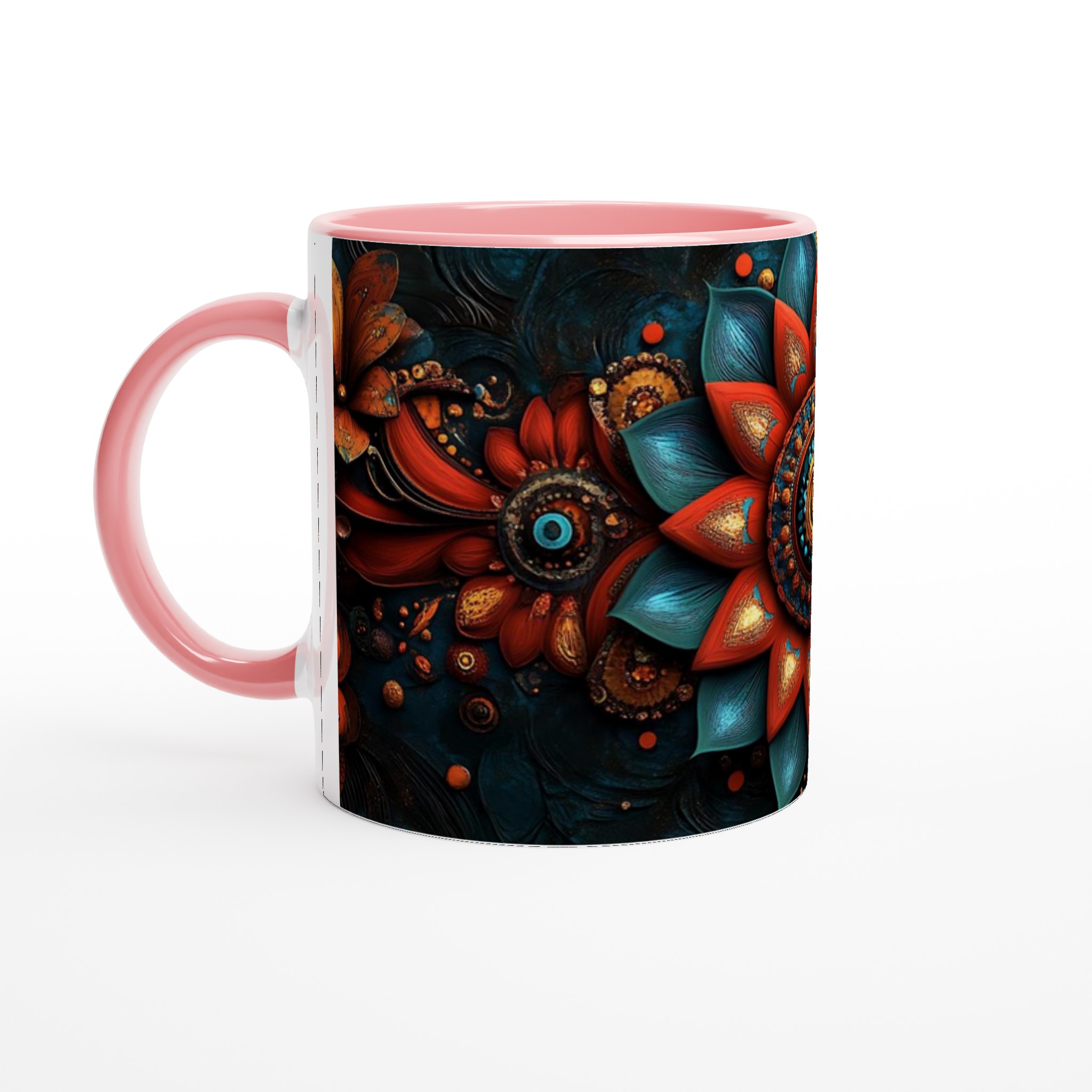 Abstrakt Mandala Keramikmugg - Livfulla Turkosa och Kopparröda Toner i 11 oz 6 ed74fa3e-86b8-498e-9c0b-860ed9c7f200