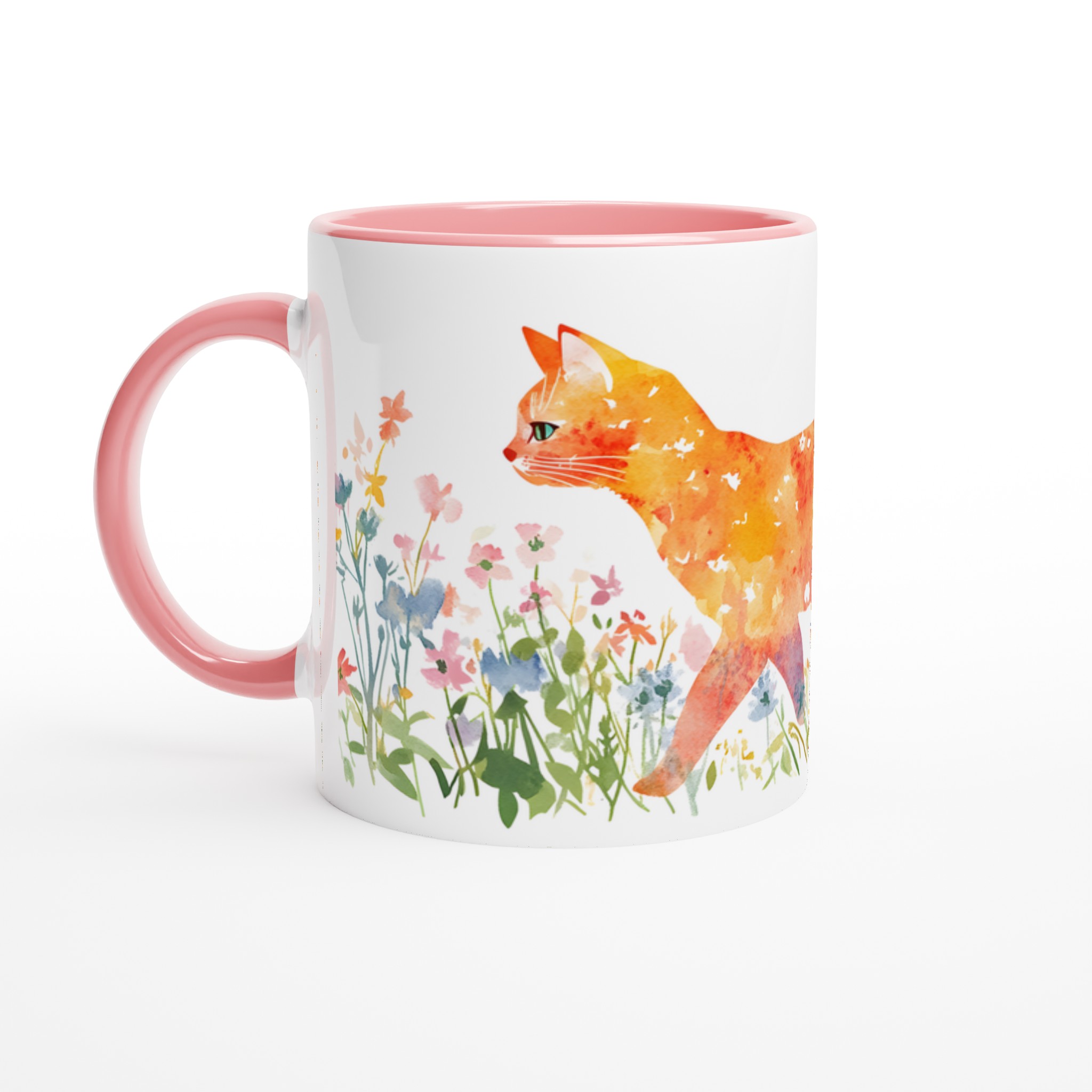 Mugg med Akvarellkatt i Blomsterhav – Välj din Färg för en Personlig Touch! 6 ed82bcc2-1f85-4945-a60c-ac1d07812cac