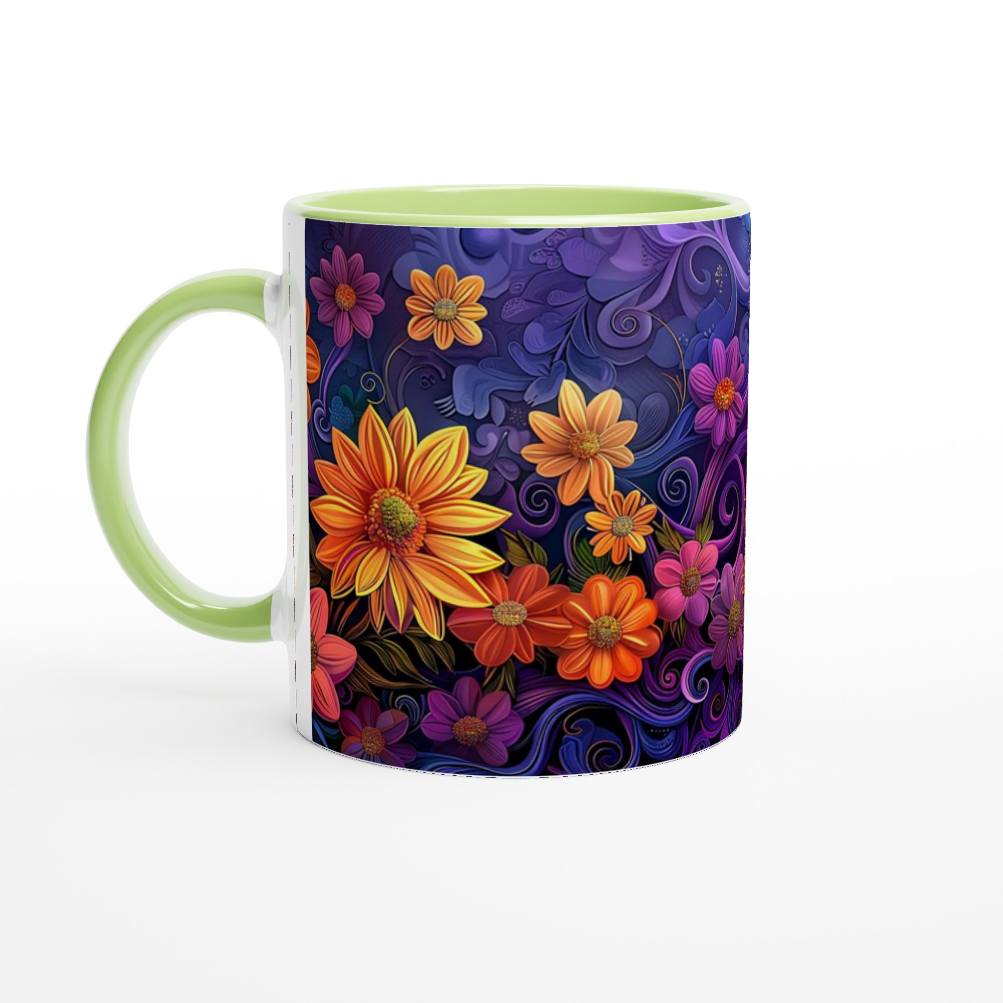 Färgexplosion: Konstnärlig Blommig Keramikmugg - 11oz, Välj Din Favoritfärg! 7 ed9fa537-c9a2-438f-ba86-84349703c639