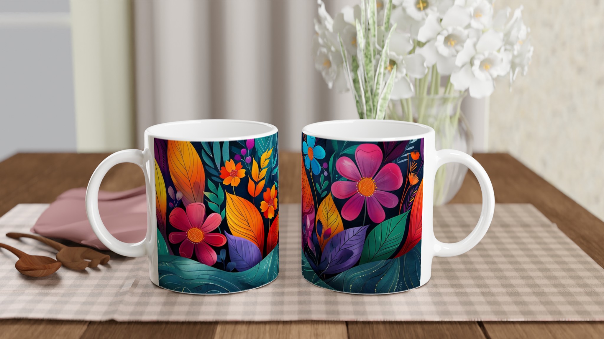 Tropisk Blomsterglädje 11oz Keramisk Mugg – Välj bland 7 Livfulla Färger 10 ede0b216-7f2a-4c20-8543-0b00a3a5a56a