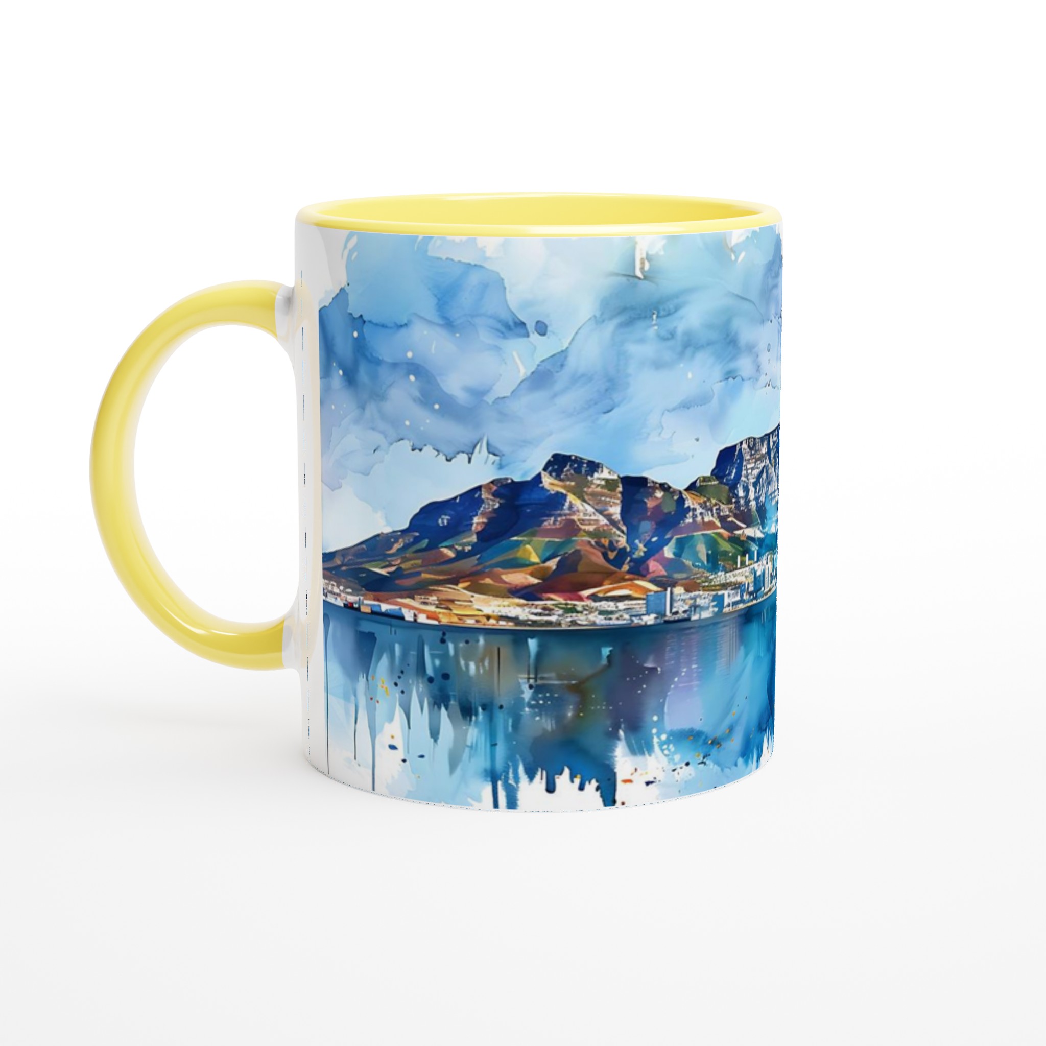 Akvarell Dröm - Kapstadens Berg och Stad vid Havet - Keramisk Mugg i Valfri Färg 3 ef26a190-cd2a-43e3-a6e3-9d53d6205d28