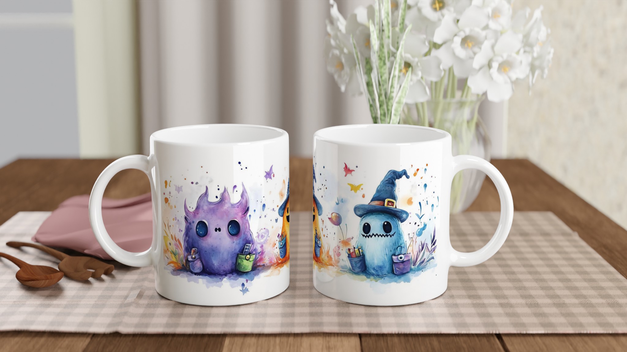 Förtrollande Söta Monster Mugg – Vit 11oz Keramisk Mugg för Kreativa Själar 10 ef3d0c55-1a0f-446e-82d6-d0f6ed08d3da