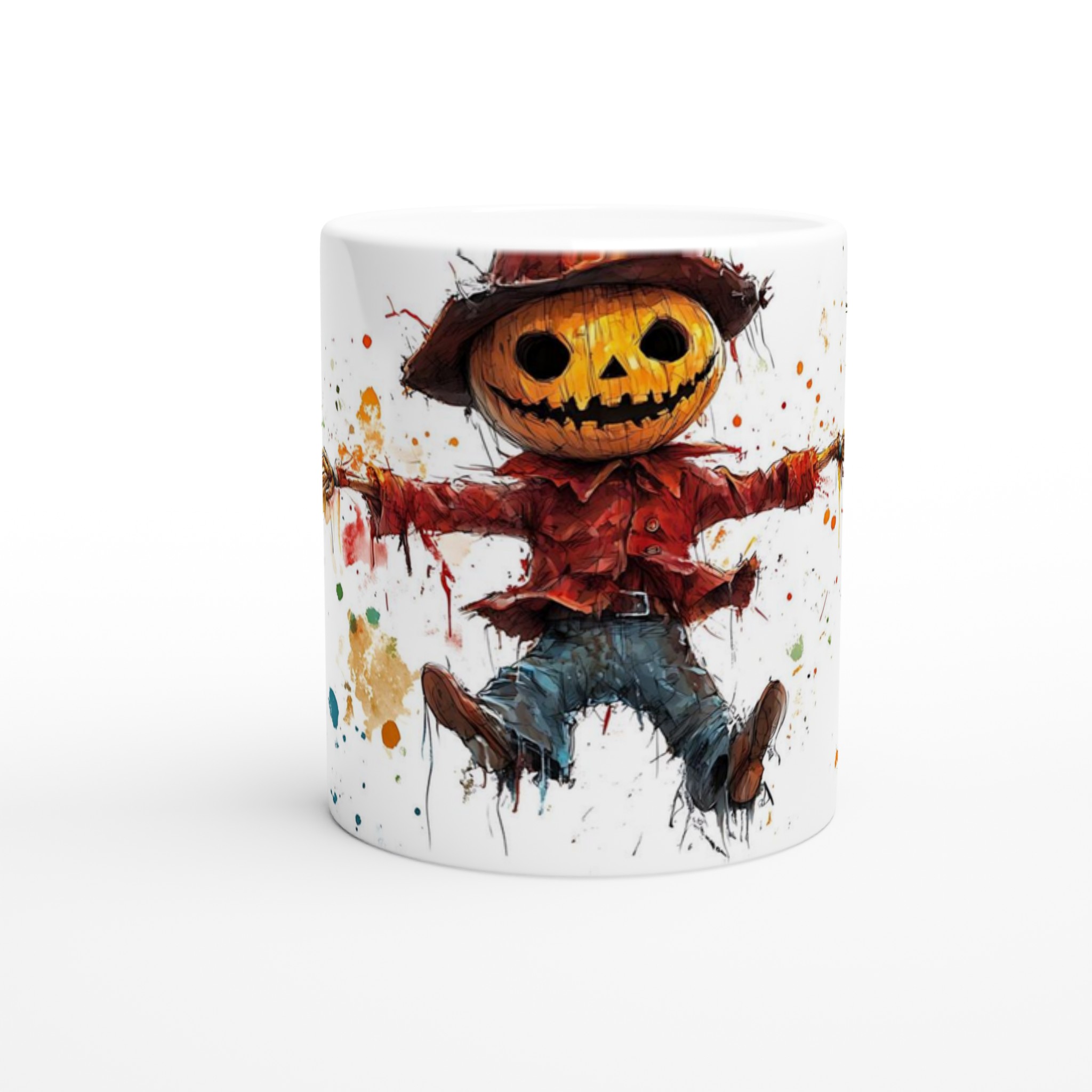 Skrämmande Glad Fågelskrämma Keramisk Mugg – Konstnärlig Akvarell Halloween Mugg i Flera Färger 8 ef63663e-a246-48b3-8635-4cce05d523f8