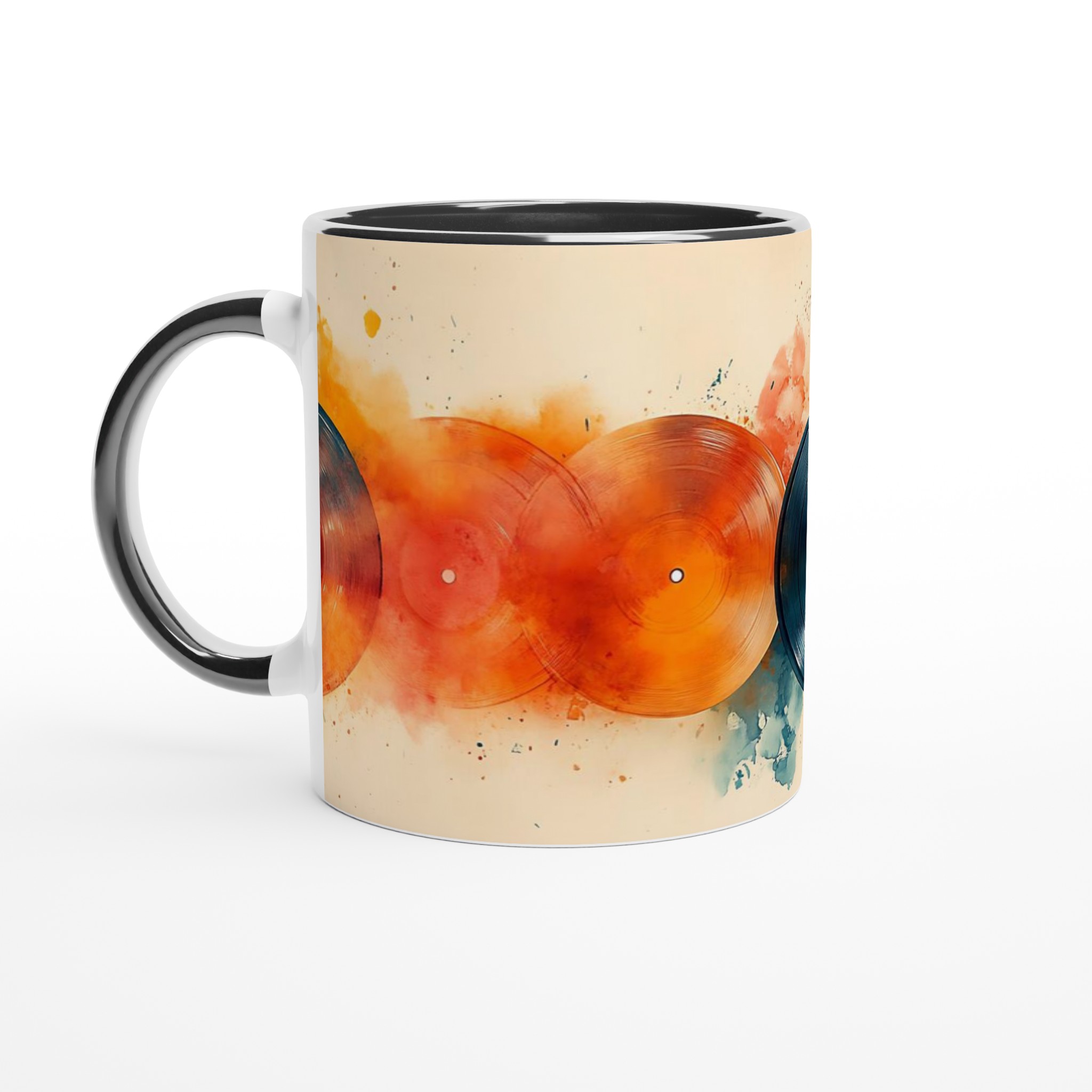 Vit 11oz keramisk mugg med färgstarka vinylskivor – välj din favoritfärg för en unik kaffestund 4 efa3c32e-f9b8-4bcd-9f9b-1956b492e51b