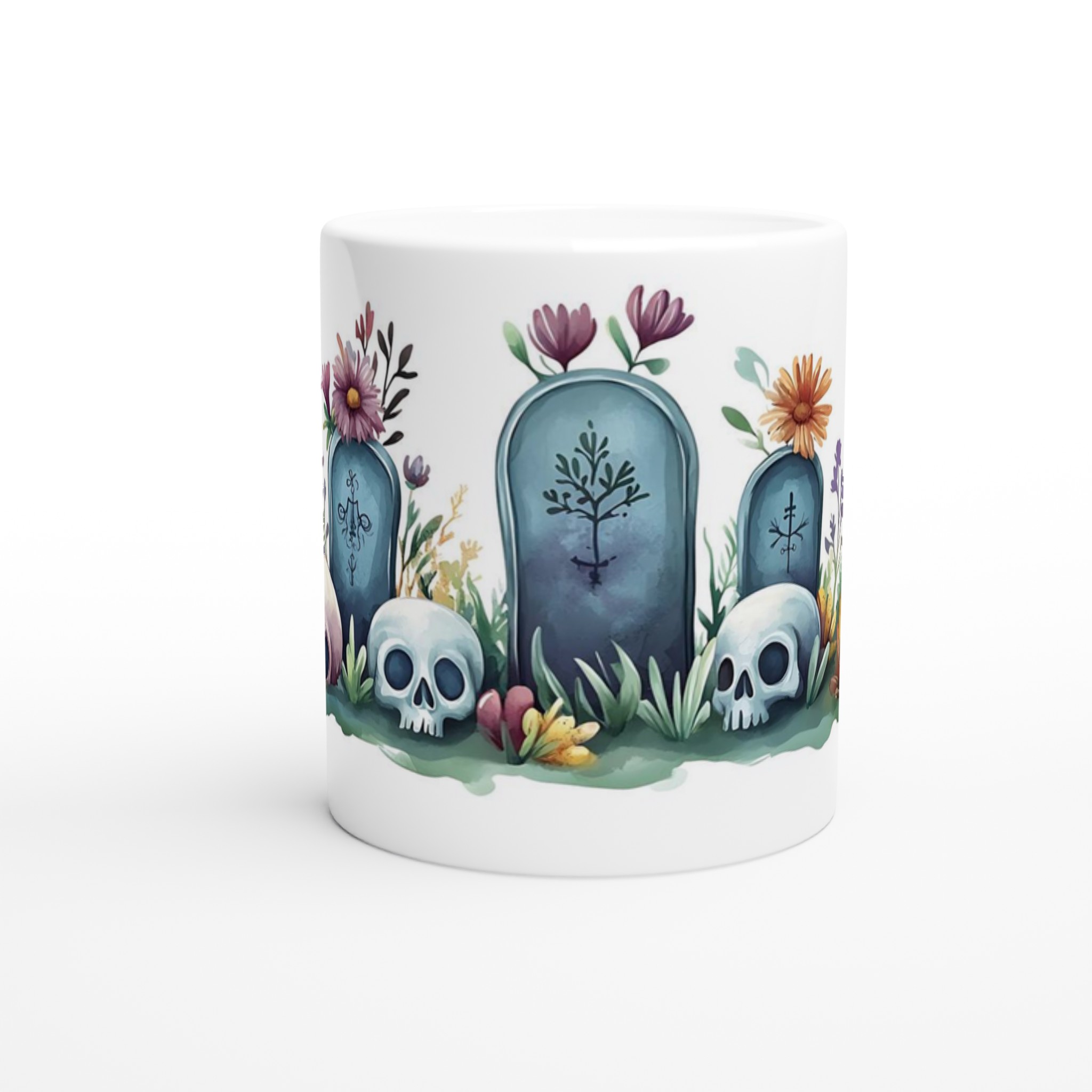 Mystisk Blomsterskalle Mugg - 11oz Keramisk Kaffemugg med Akvarellkonst i Välj din Färg 8 efa4e74d-fbbe-4875-832d-12b41388f95b