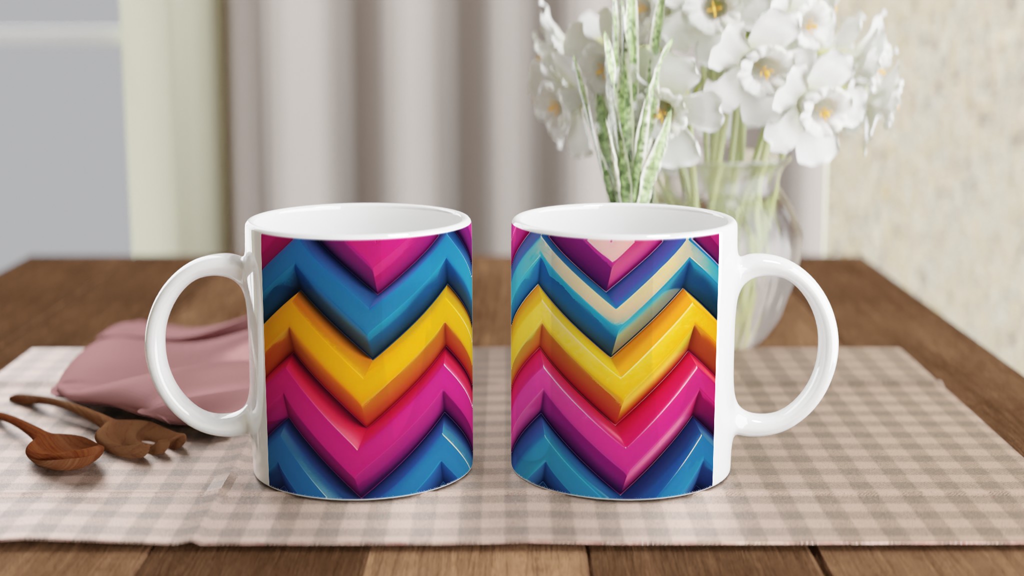 Färgglad Chevron Design Mugg – Livfull Keramikmugg i 7 Blanka Nyanser 10 efaab57e-6c2c-407a-b922-b87efdea4364