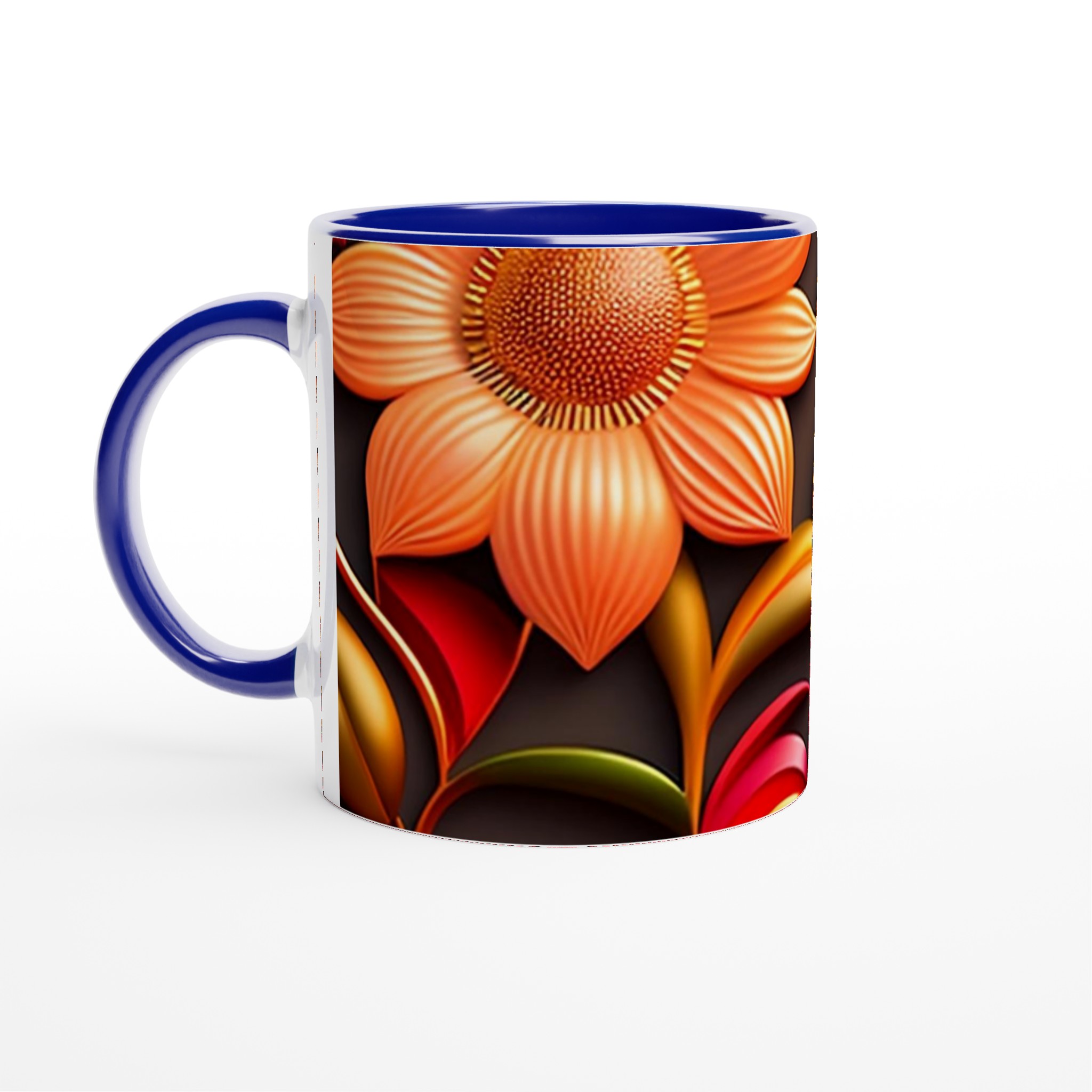 Vit 11oz keramisk mugg med färgstarkt blommönster i livfulla nyanser 2 efd76b21-0351-4a01-8fe7-702c73d3dff3