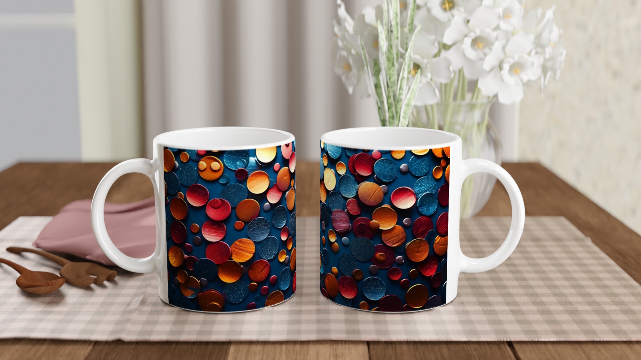 Abstrakt Punktmönster Keramikmugg – 11 oz i ditt val av sju livfulla färger 10 f01544a1-3340-4d2c-afb9-a4e31bcda04f
