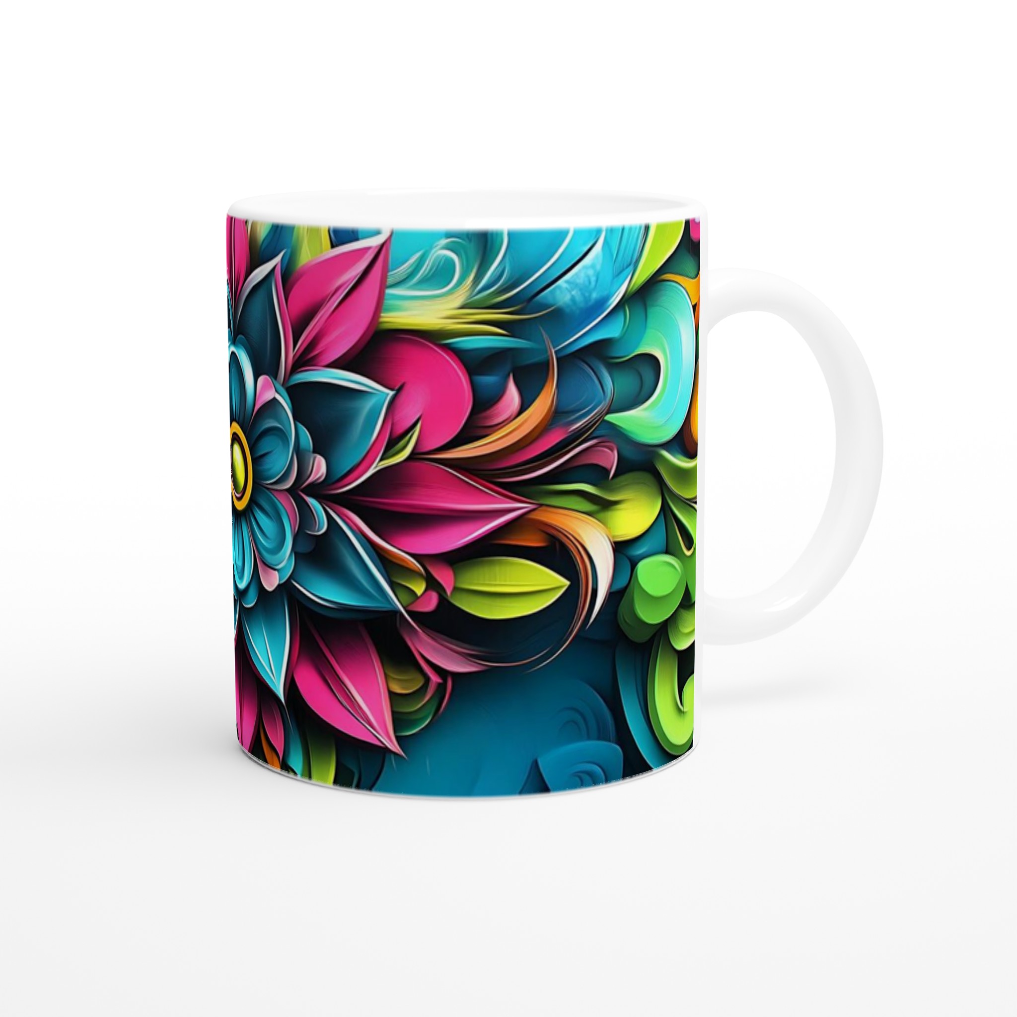 Abstrakt Mandala Blommig 11oz Keramisk Mugg – Färgglad Psykedelisk Konst för Ditt Fika 9 f0351e97-0c70-439a-9283-b077d21f2385