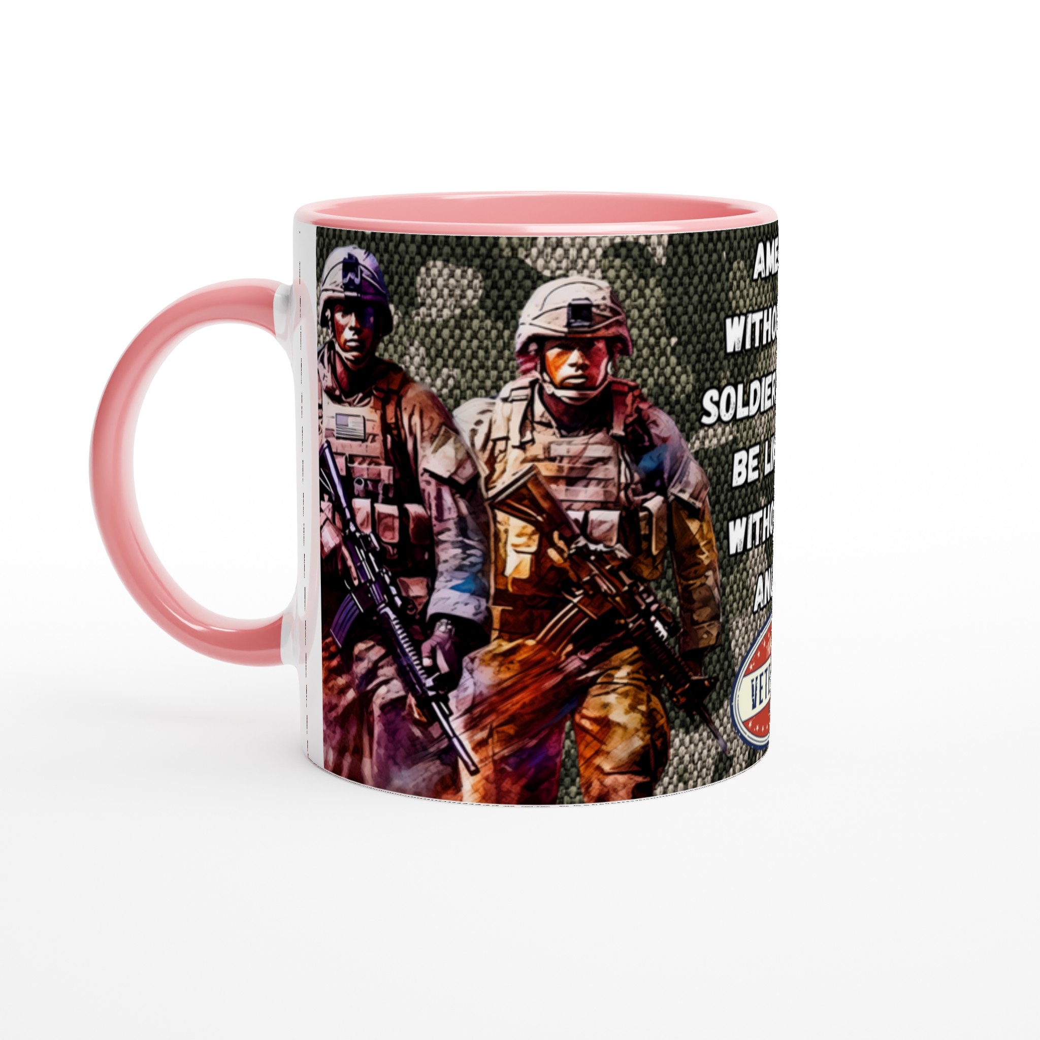 Vit 11oz keramisk mugg med patriotisk soldatmotiv – välj bland sju levande keramfärger 6 f0639216-cd09-4d09-8cb0-2ad2f18673af