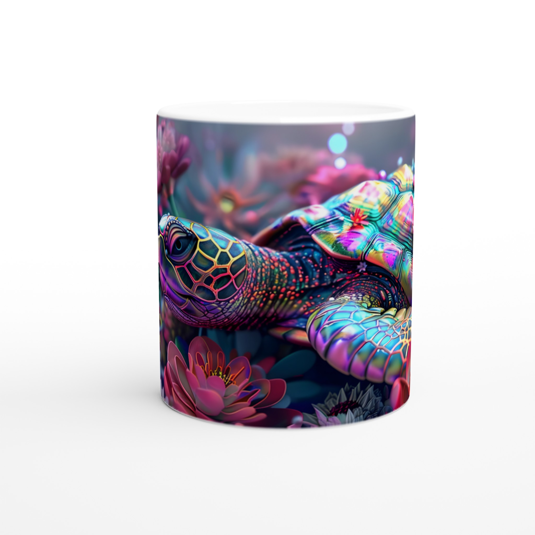 Färgsprakande Havssköldpadda 11oz Keramisk Mugg – Konstfull Design i Levande Nyanser 8 f0652eba-3385-4158-8cfe-16f84c201f9e