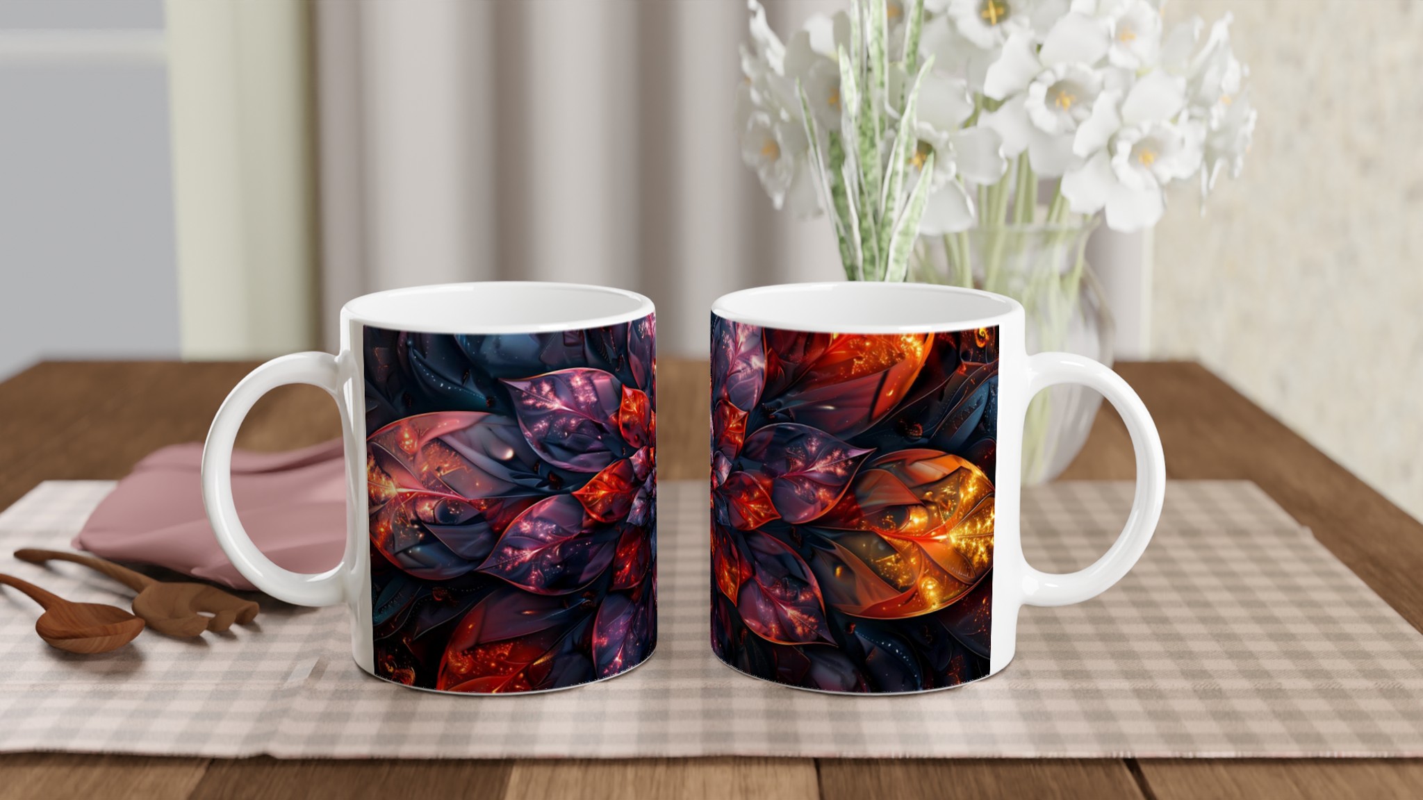 Kosmisk Blomster Keramisk Mugg - Strålande Galaxmönster i 11oz, Välj bland 7 Livfulla Färger 10 f067ba05-9ee6-488c-9941-5c59035c605c