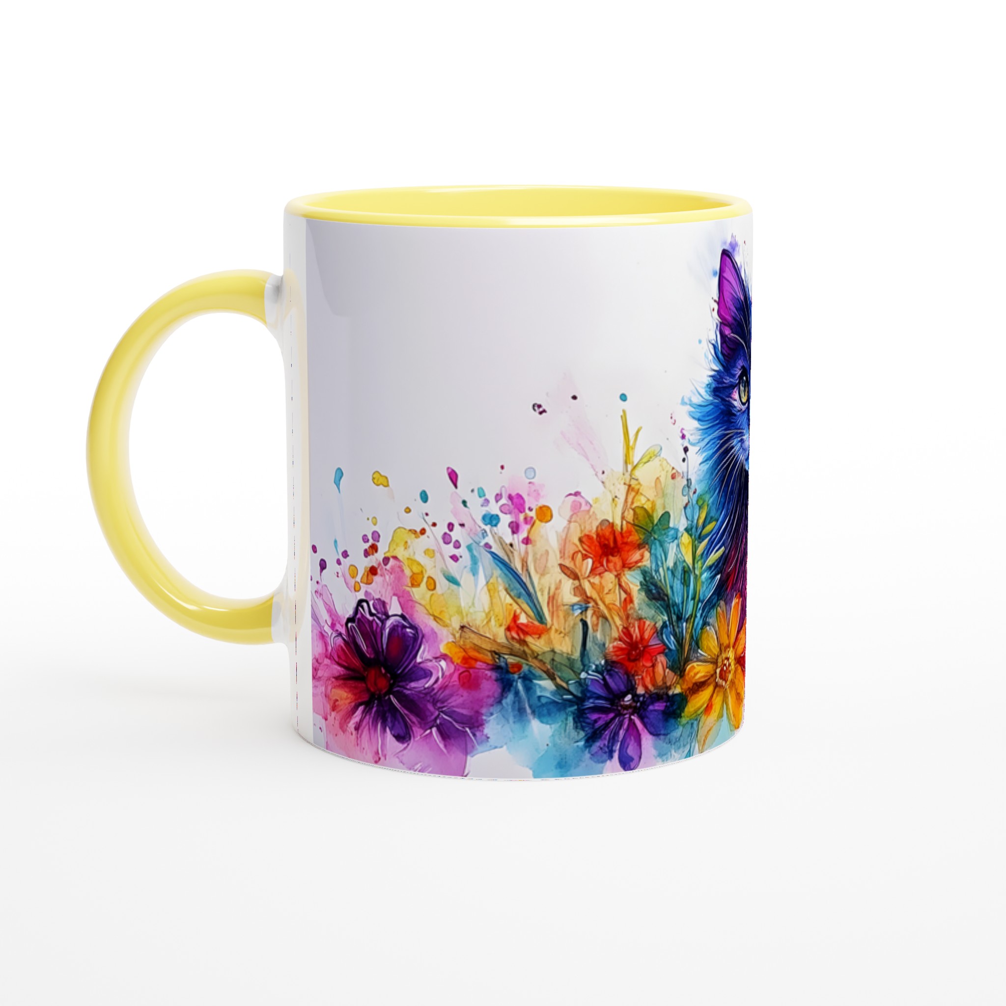Färgsprakande Katt & Blommor Keramikmugg – 11oz Konstnärlig Kaffekopp för Katälskare 3 f1486d8e-dd6a-45b7-a0cc-09067c927771