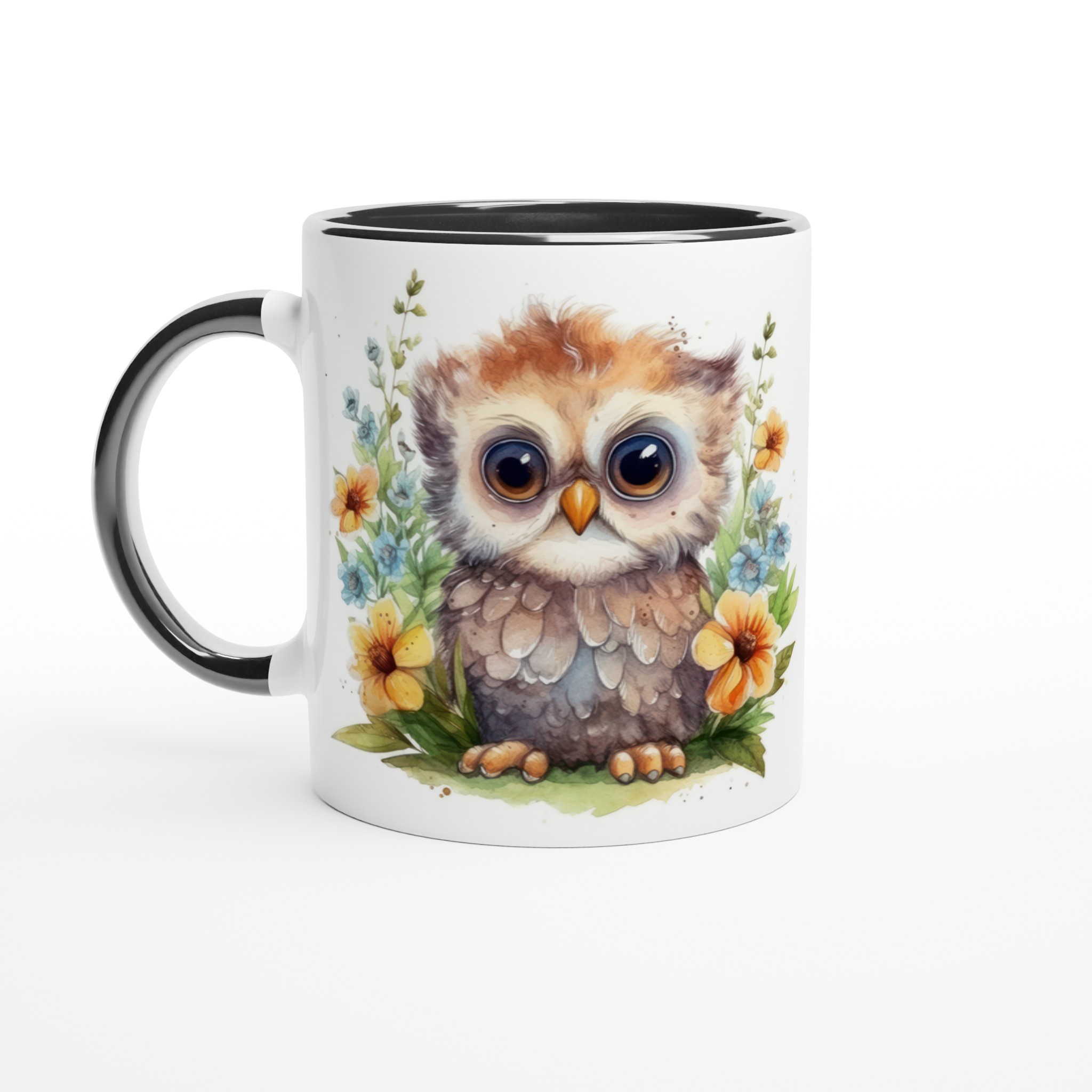 Vit 11oz Keramisk Mugg med Charmig Ugglemotiv i Väljbar Färgpalett 4 f173c932-3183-43a5-bd4b-f913b34f38a0
