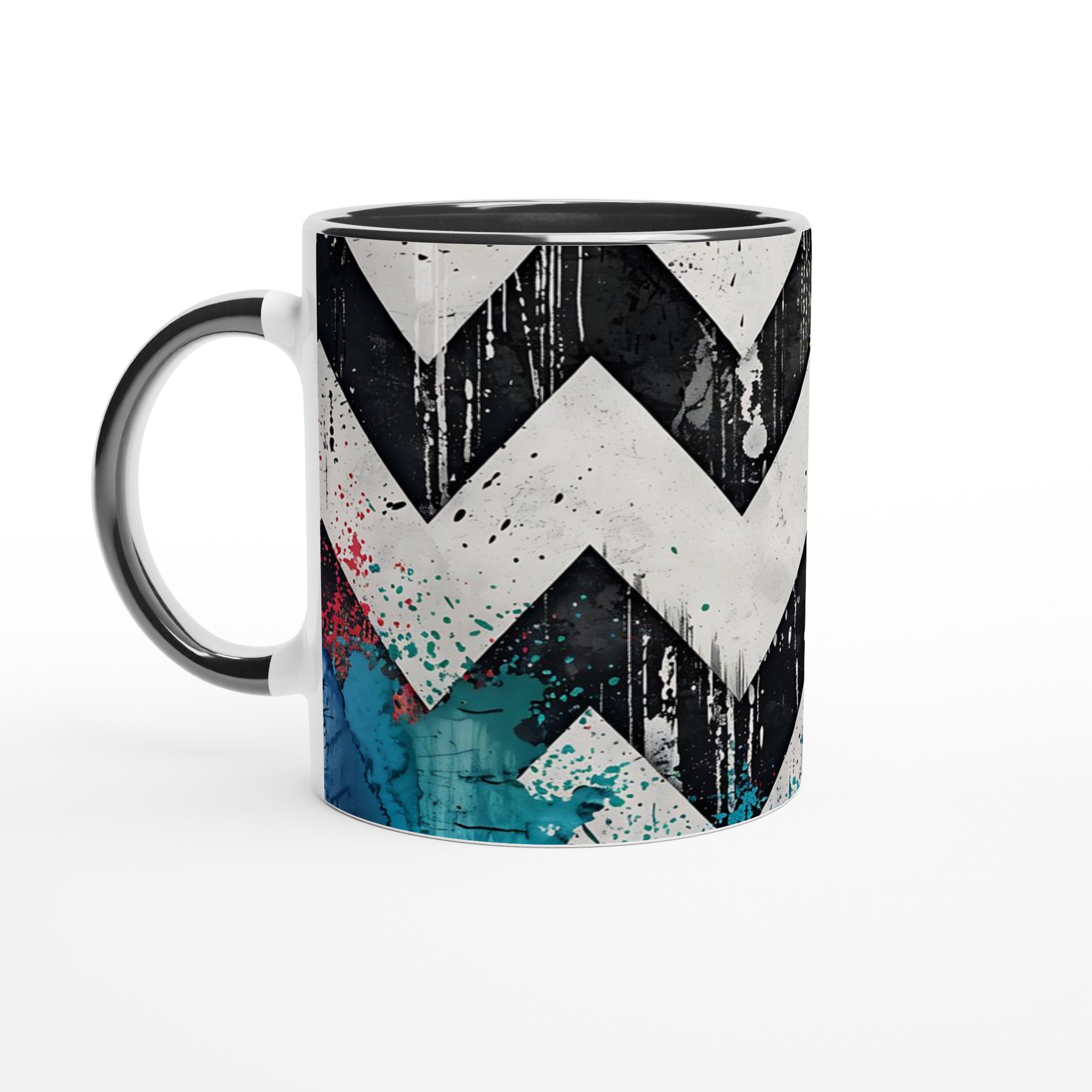 Vit 11oz keramisk mugg med djärvt zigzag-mönster i livfulla färger – välj din favoritfärg på muggen 4 f1a394c8-020f-4c7b-86f7-e711adcac433