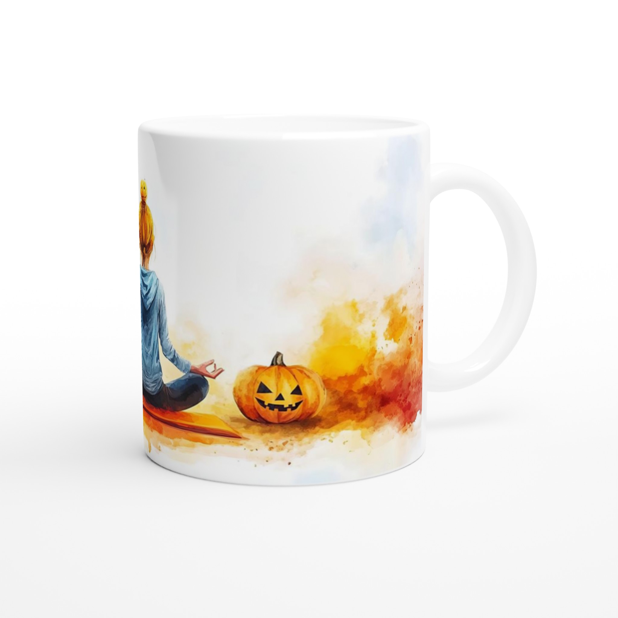 Zen Halloween Mugg - Skrämmande Avslappnad Yogapumpa i Akvarellstil, Välj bland Flera Färger 9 f1aa34c7-4522-4658-84f3-01d553d60e2a