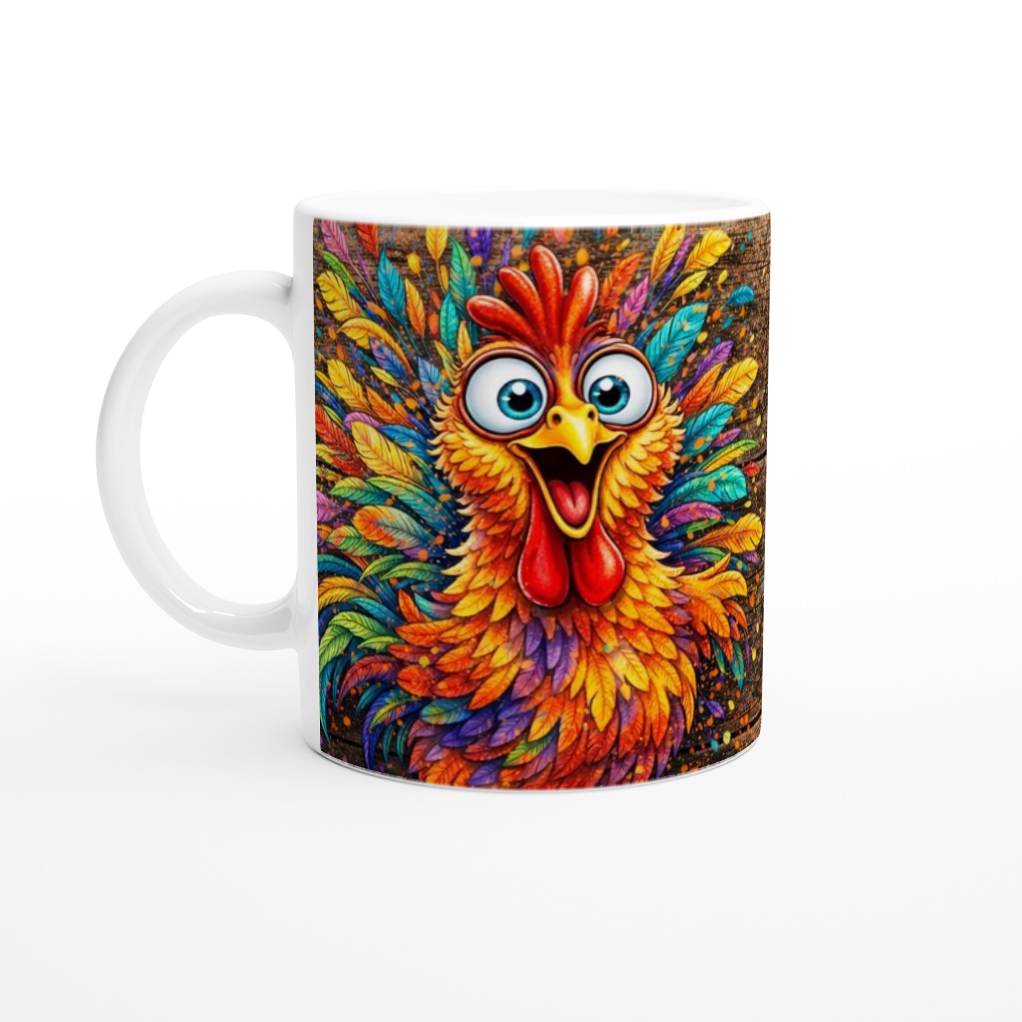 Vit 11oz keramisk mugg med färgstarkt Chicken Life-design i flera livfulla keramfärger 1 f1b119f5-cbee-4361-ba4c-b155a80c53ca