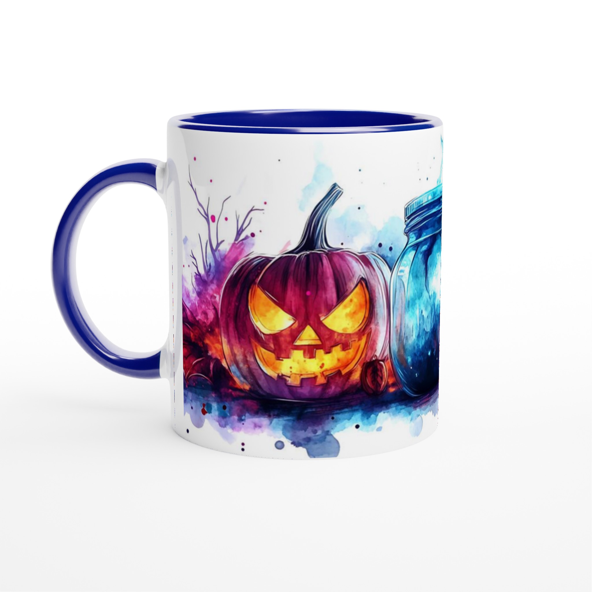 Spooky Watercolor Halloween Mugg – Jack-o'-Lantern & Mystisk Burk i Färgstarka Tryck 2 f1b7899e-a0a7-43d8-b224-31c9470c77d6