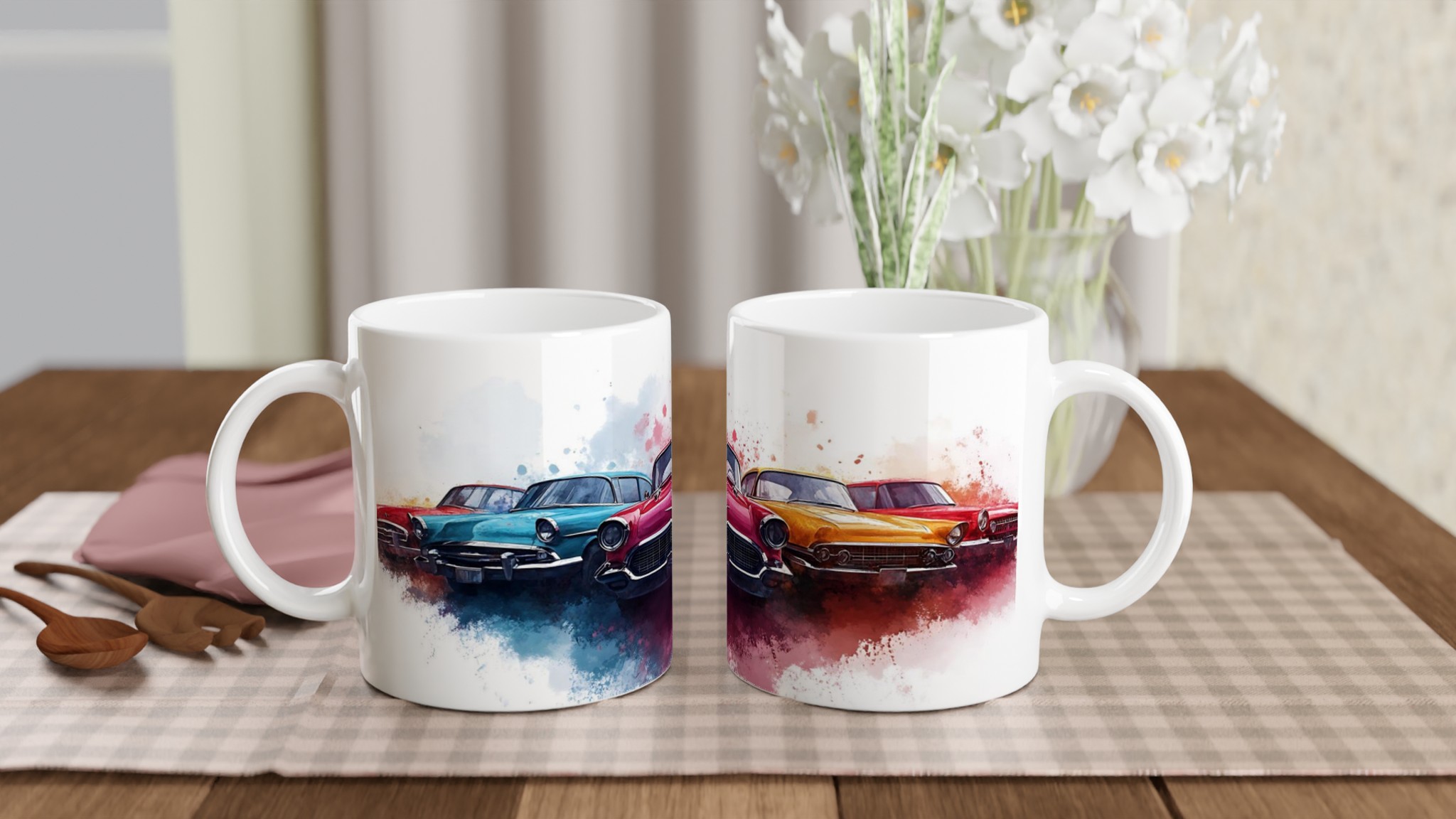 Klassiska Bilar Akvarell Keramisk Mugg - Välj bland 7 Färgstarka Nyanser för Retro Fans! 10 f1c60f6f-2bbe-48f3-b2fb-c4b71261efc1