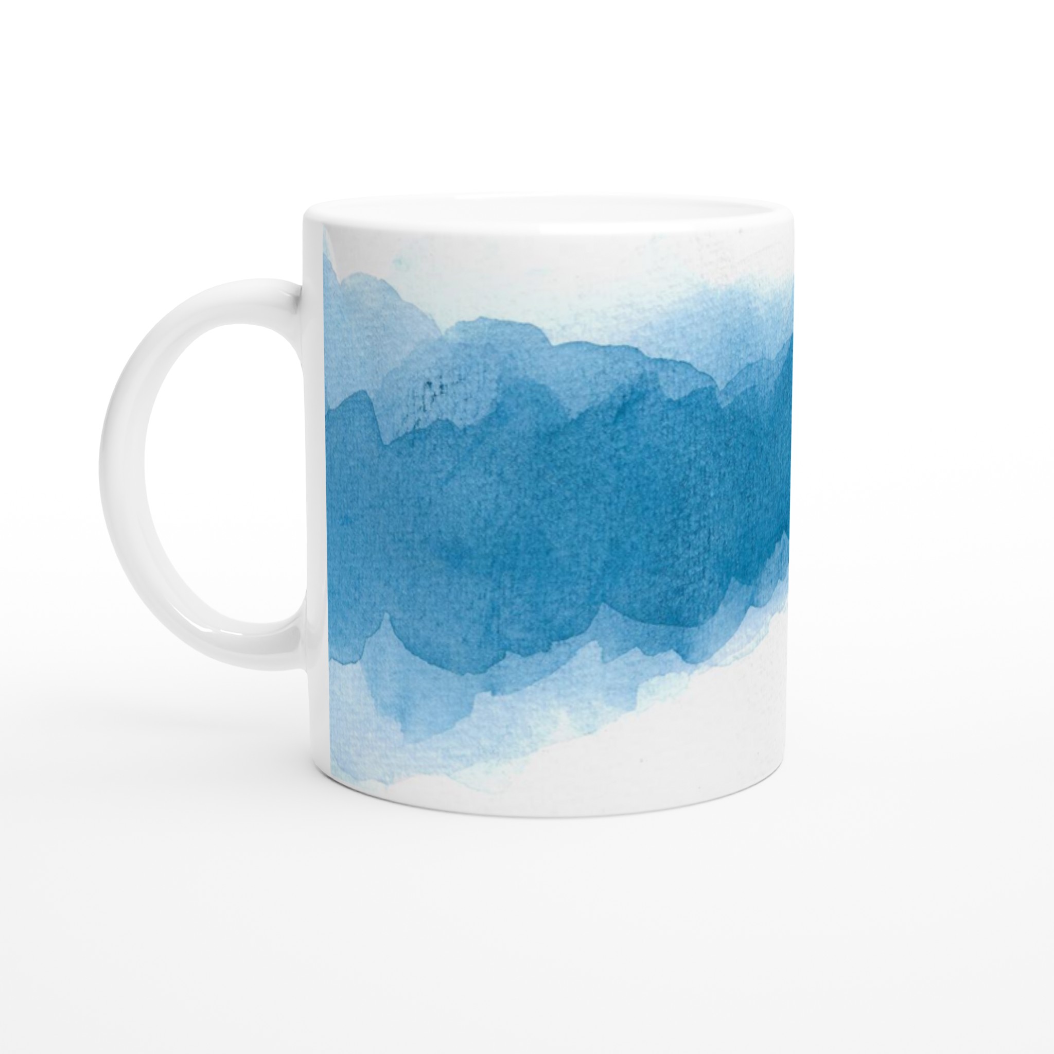 Vit 11oz keramisk mugg med djupblå aquarelldesign – välj bland sju levande keramfärger 1 f1d59423-e54b-47b0-83d0-01602882a273